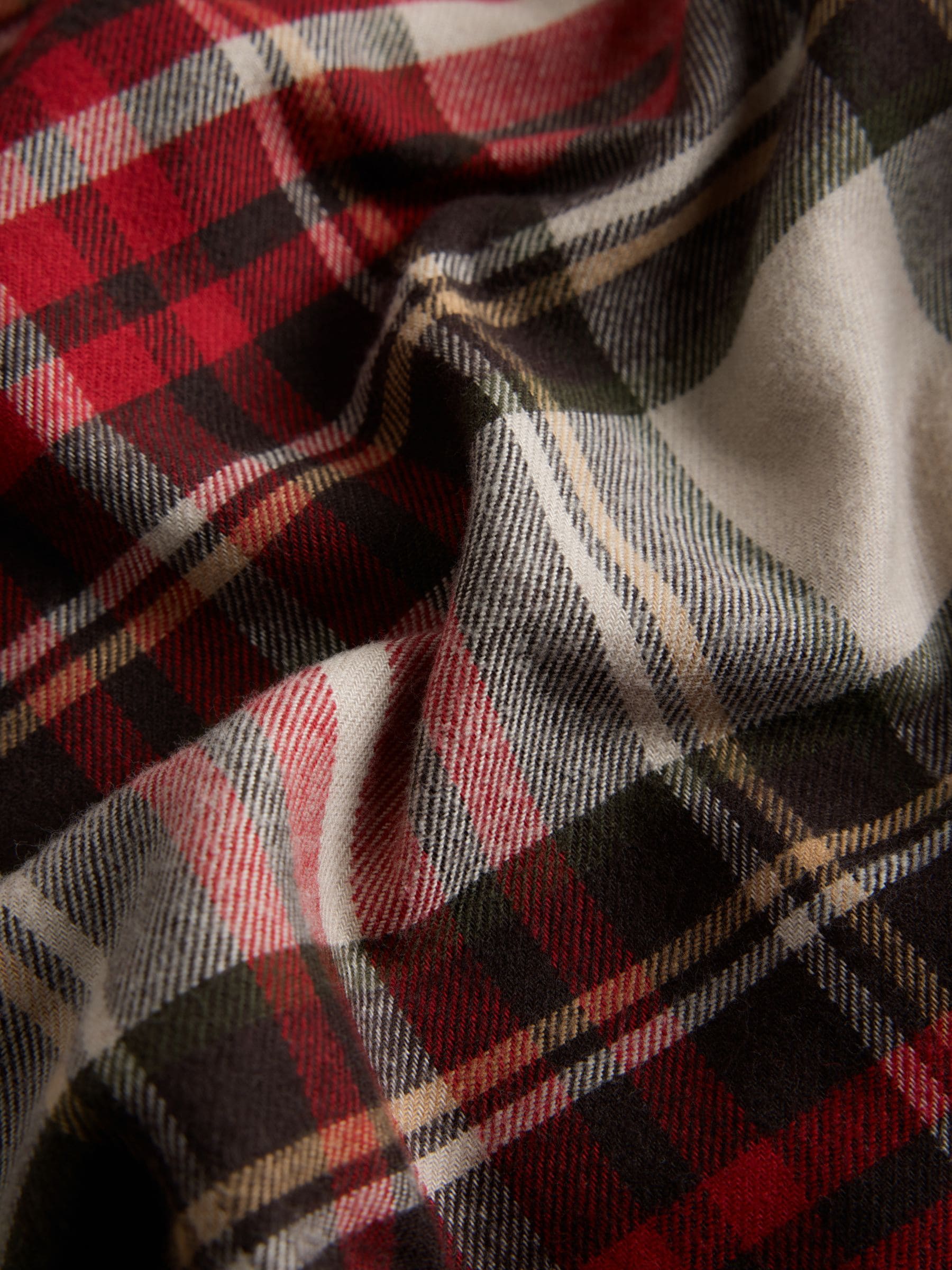 The Set 2 Pack Henley and Flannel Pyjamas Set - Chocolate Brown Check/Cream Red Stripe - Regular - SIP Still Life