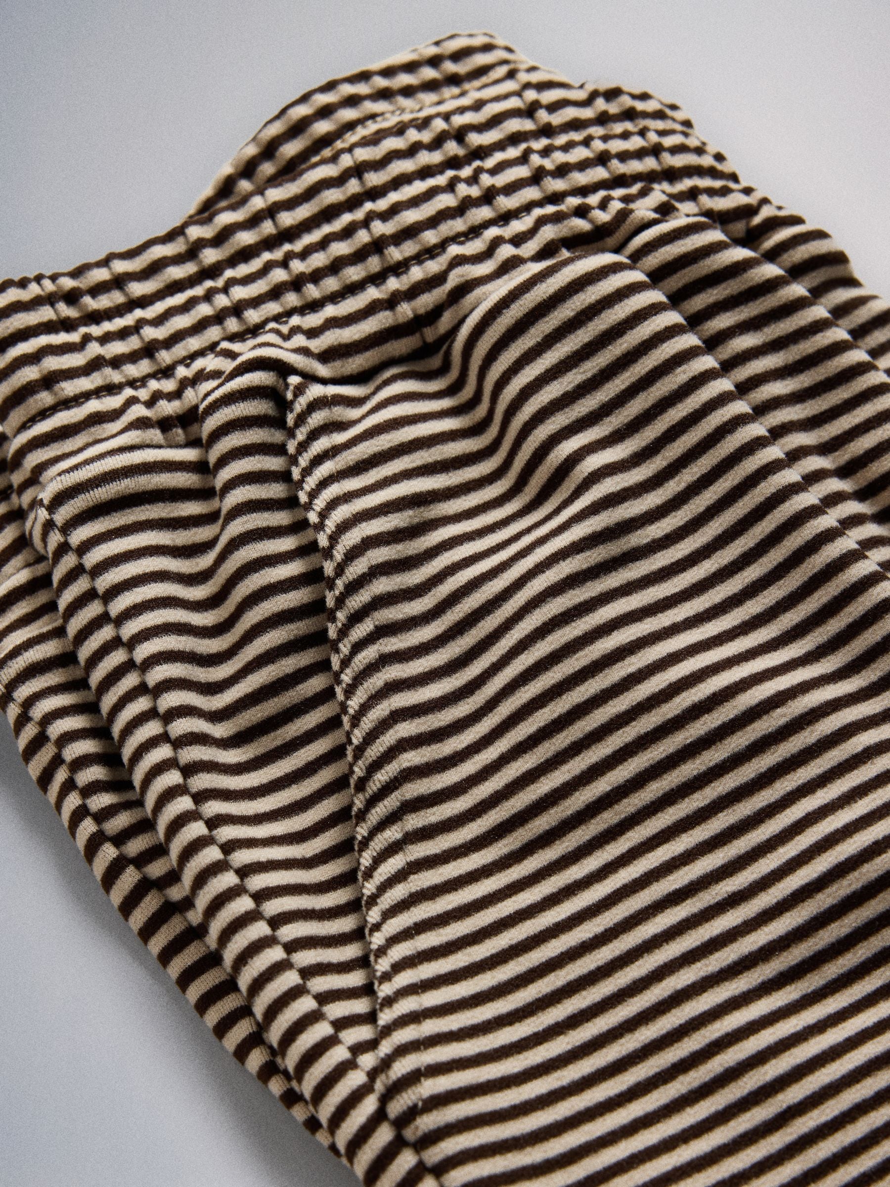 The Set Super Soft Slouchy Crew Neck and Straight Leg Lounge Co-Ord Set - Brown/Cream Stripe - Regular - SIP Still Life