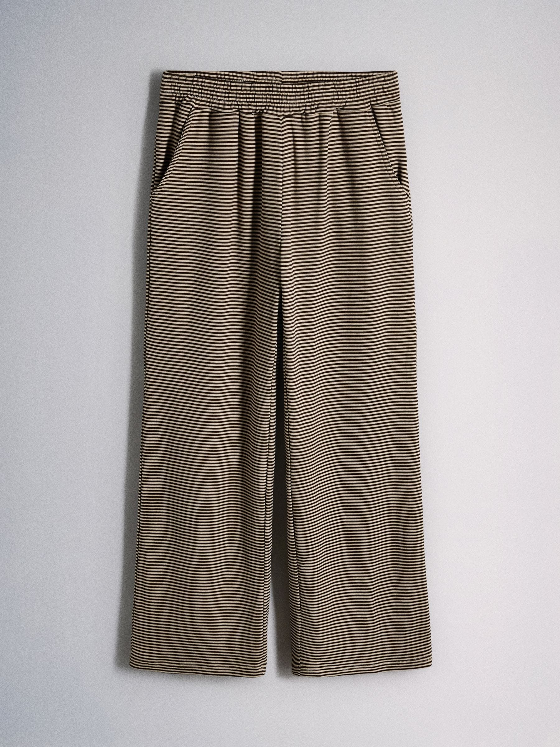 The Set Super Soft Slouchy Crew Neck and Straight Leg Lounge Co-Ord Set - Brown/Cream Stripe - Regular - SIP Still Life