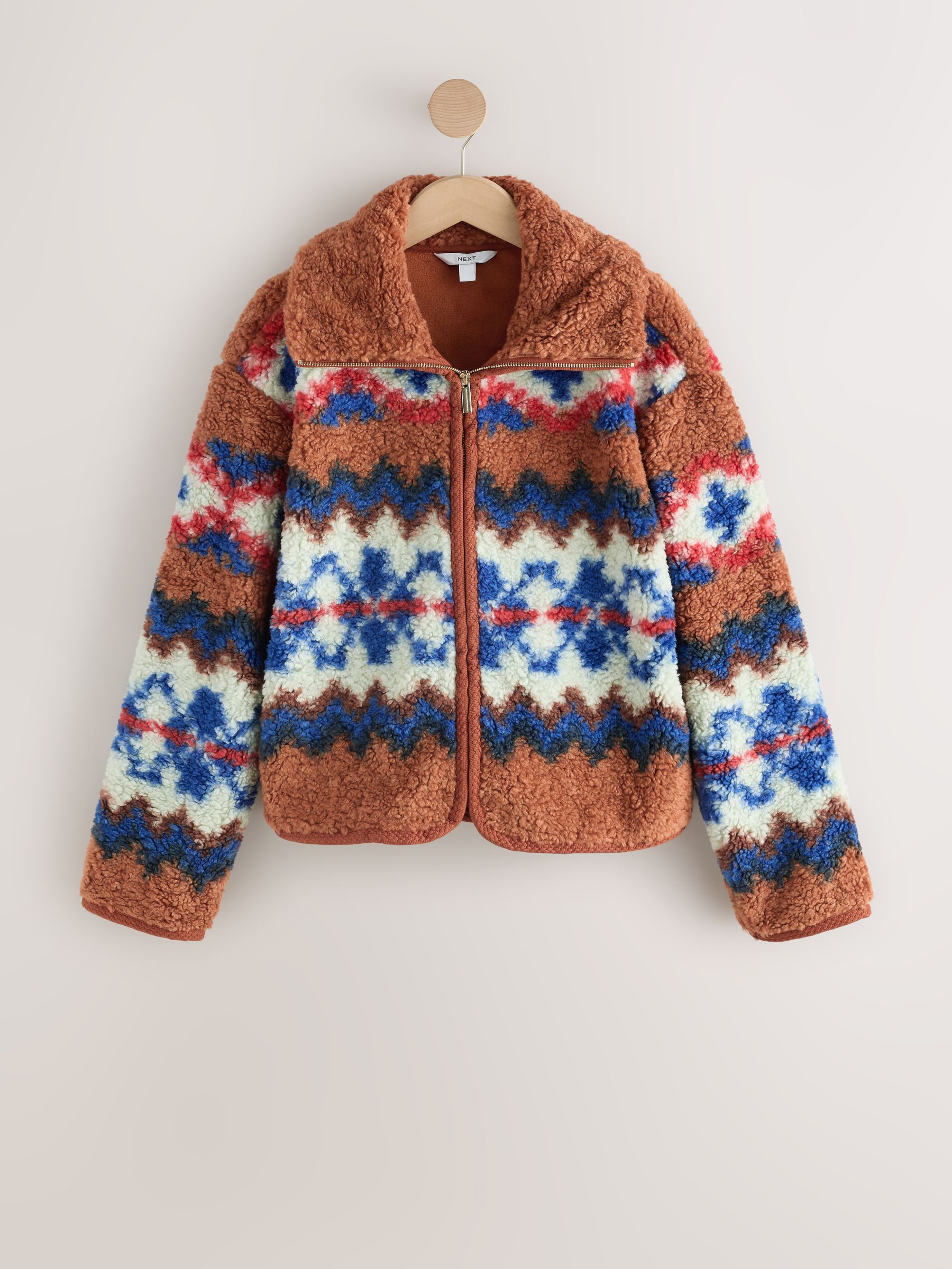 Sheepy Borg Zip Through Jacket - Burnt Orange - Regular - SIP Still Life