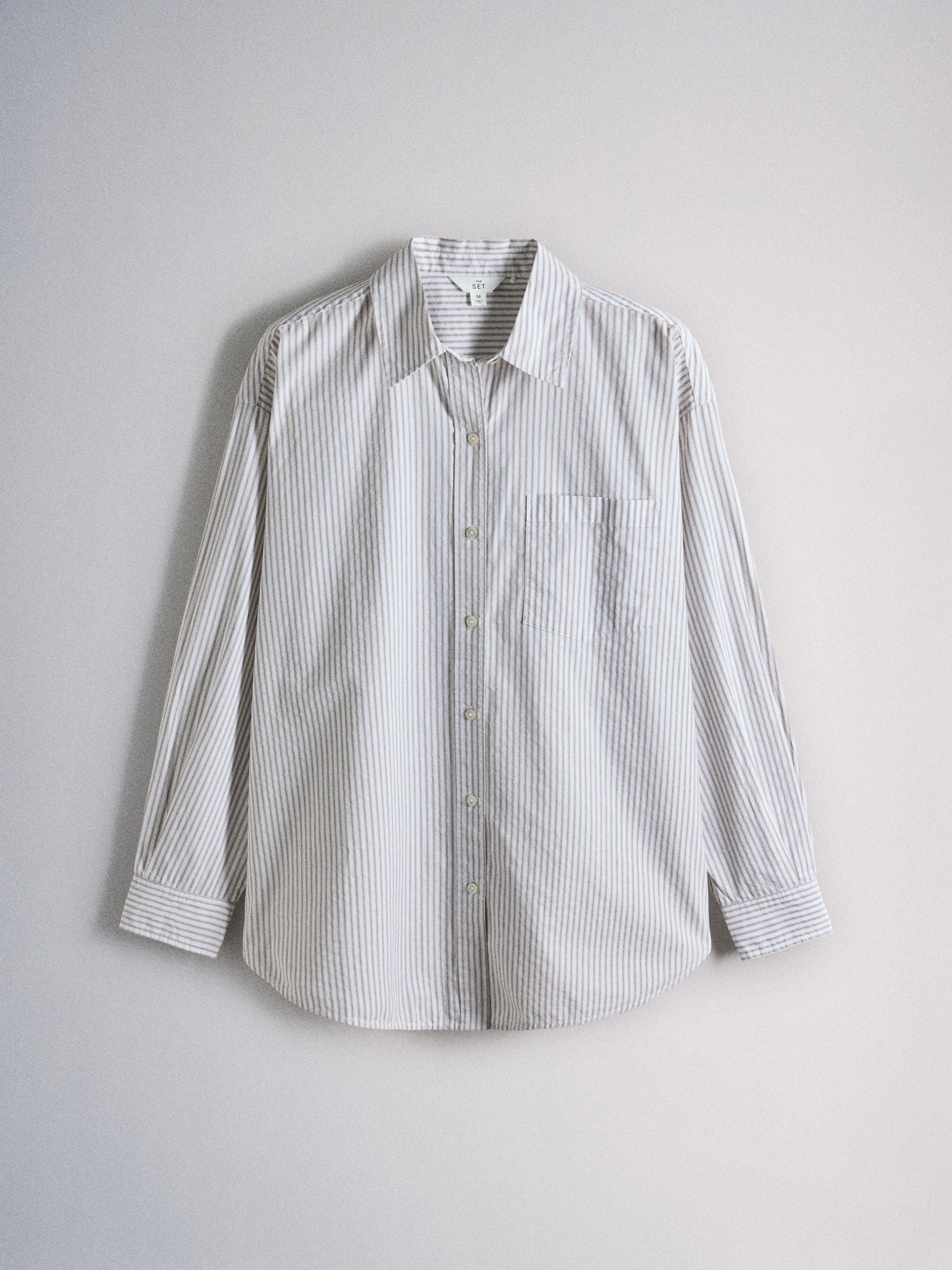 The Set Oversized Shirt - Brown and White Stripe - Regular - SIP Still Life