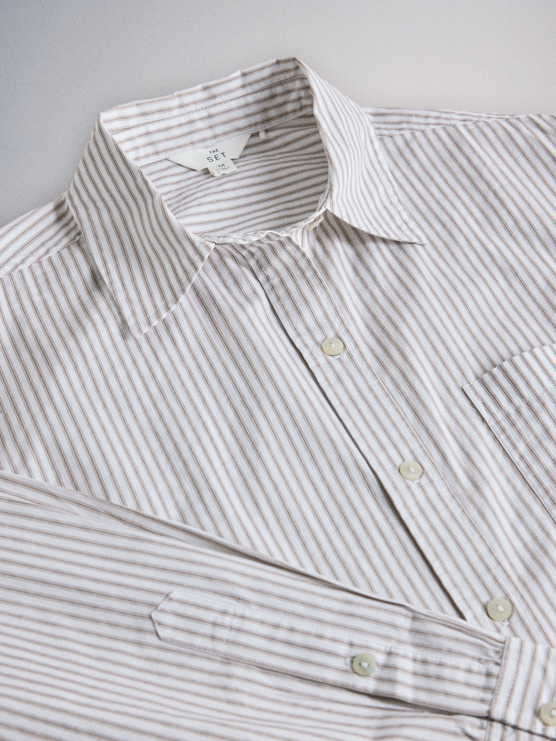 The Set Oversized Shirt - Brown and White Stripe - Regular - SIP Still Life