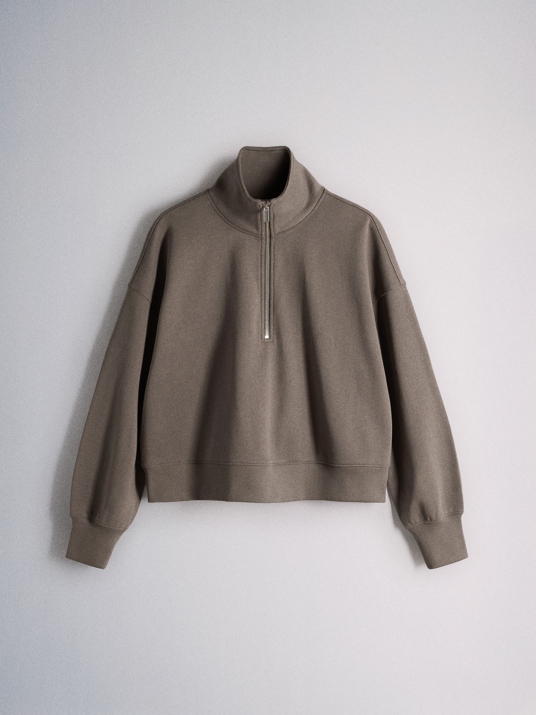 The Set Premium Half Zip Funnel Neck Sweater - Neutral Taupe - Regular - SIP Still Life