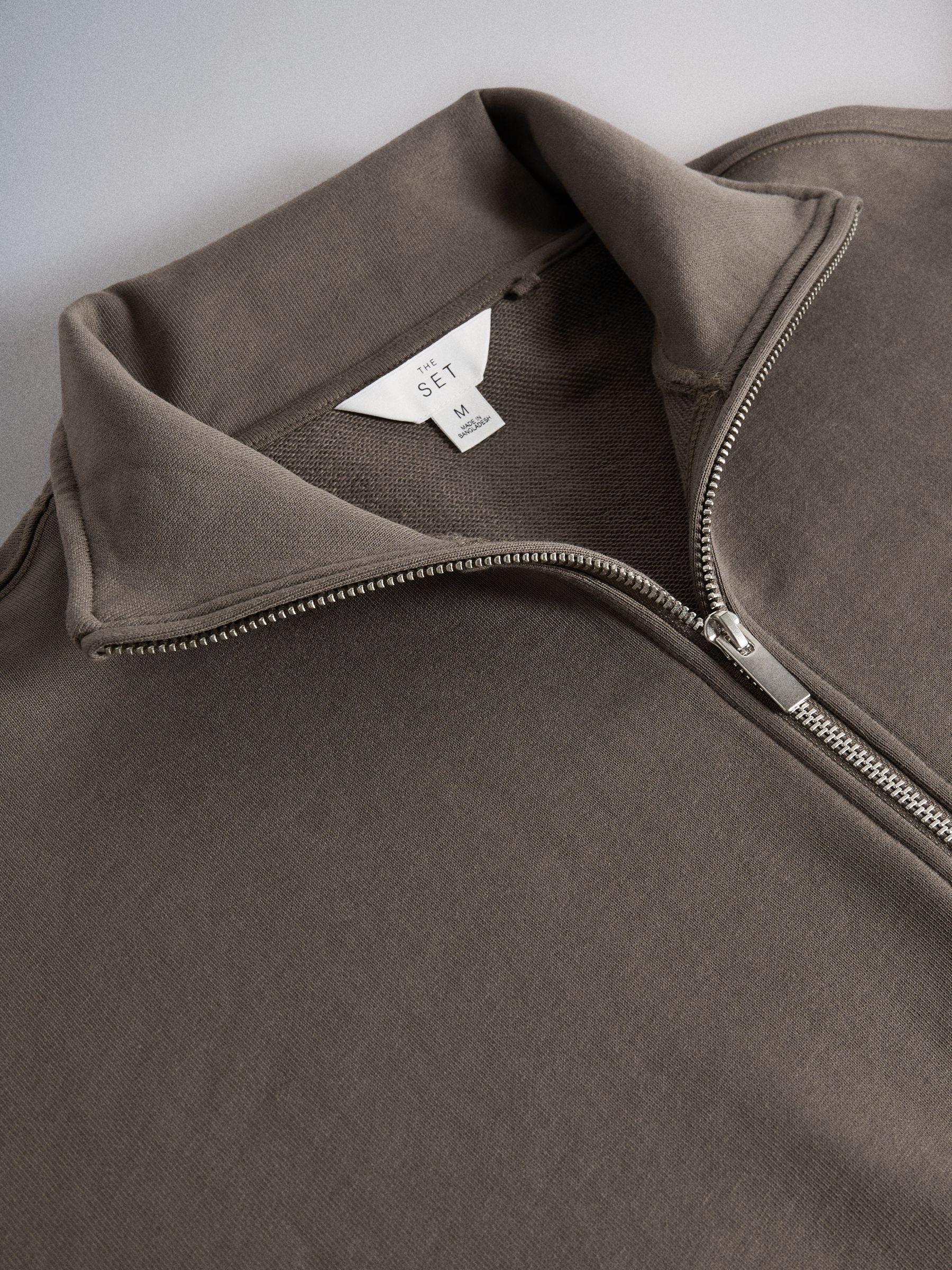The Set Premium Half Zip Funnel Neck Sweater - Neutral Taupe - Regular - SIP Still Life