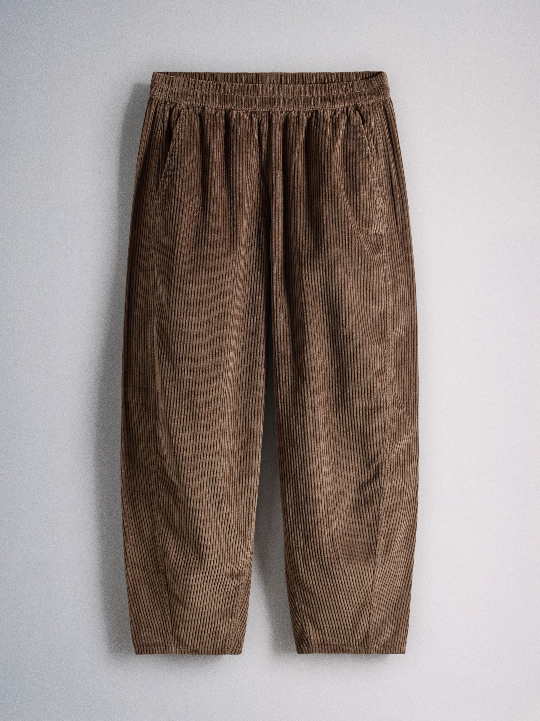 The Set 2 Pack Corduroy Barrel Trousers - Khaki/Brown - Regular - Location Worn
