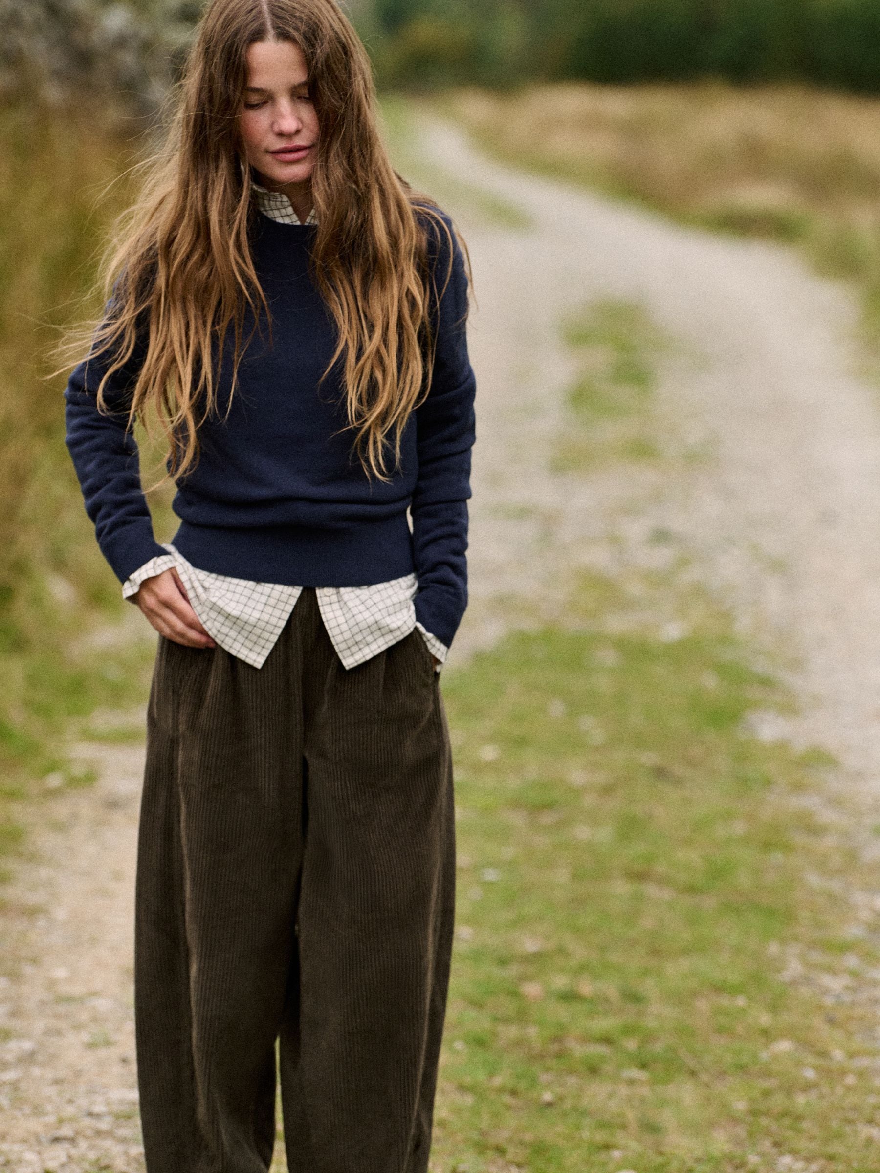 The Set 2 Pack Corduroy Barrel Trousers - Khaki/Brown - Regular - Location Worn