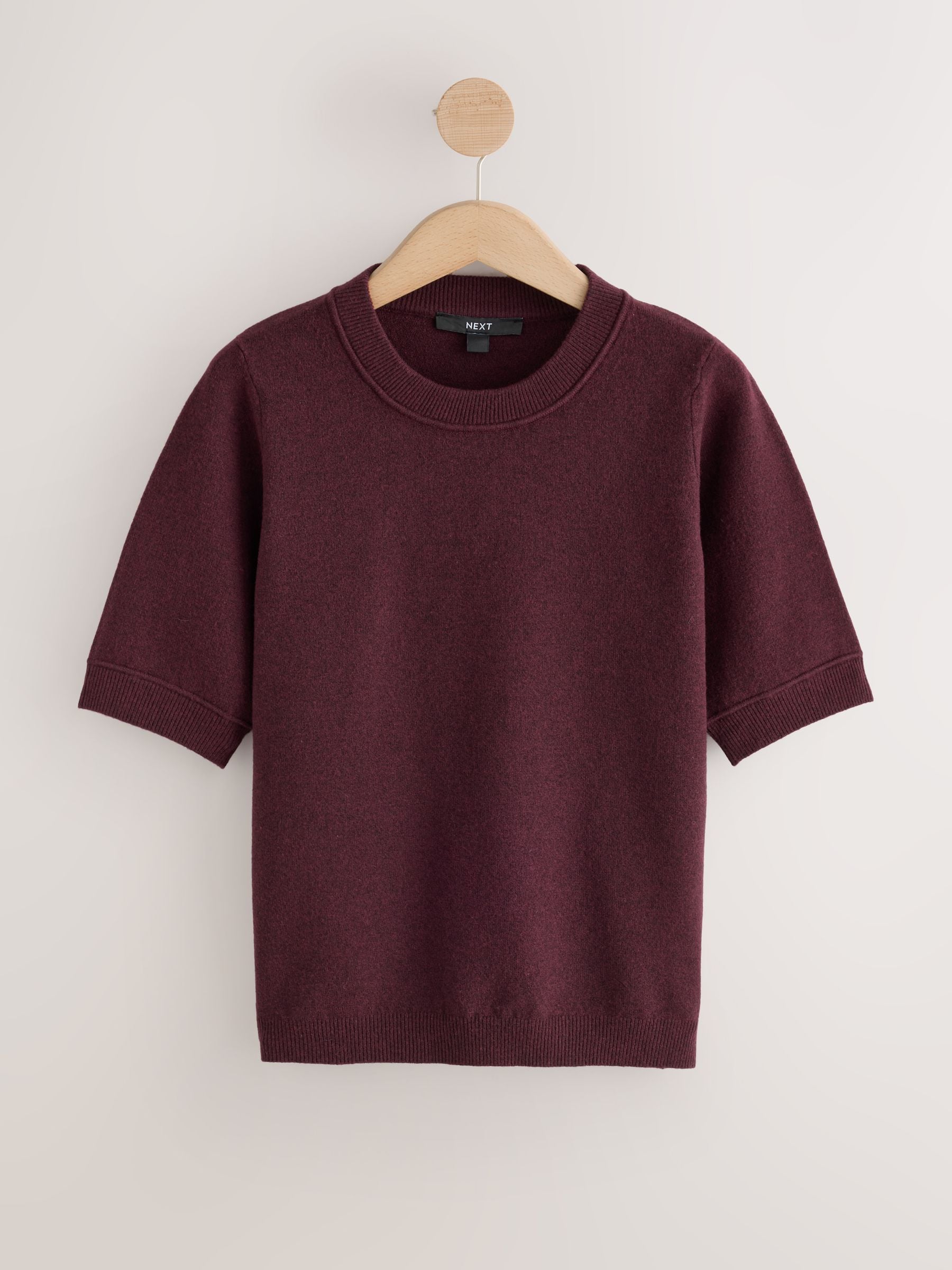 Supersoft Short Sleeve Knitted T-Shirt - Burgundy Red - Regular - SIP Still Life