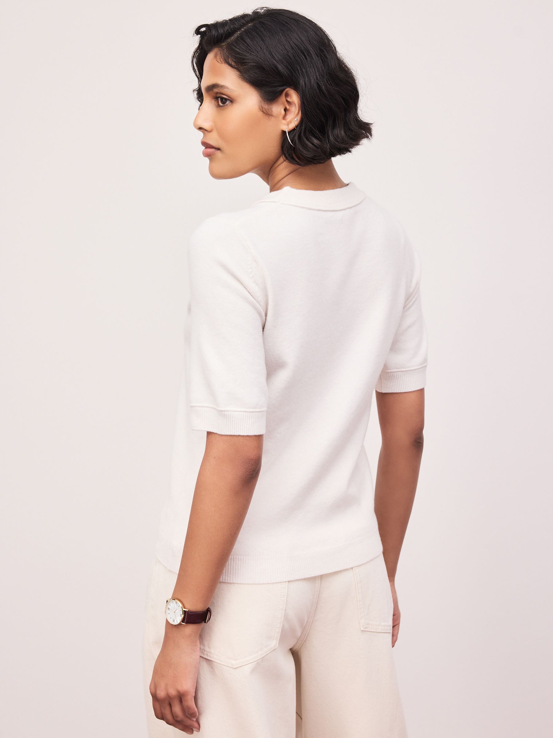 Supersoft Short Sleeve Knitted T-Shirt - Ecru - Regular - Location Worn