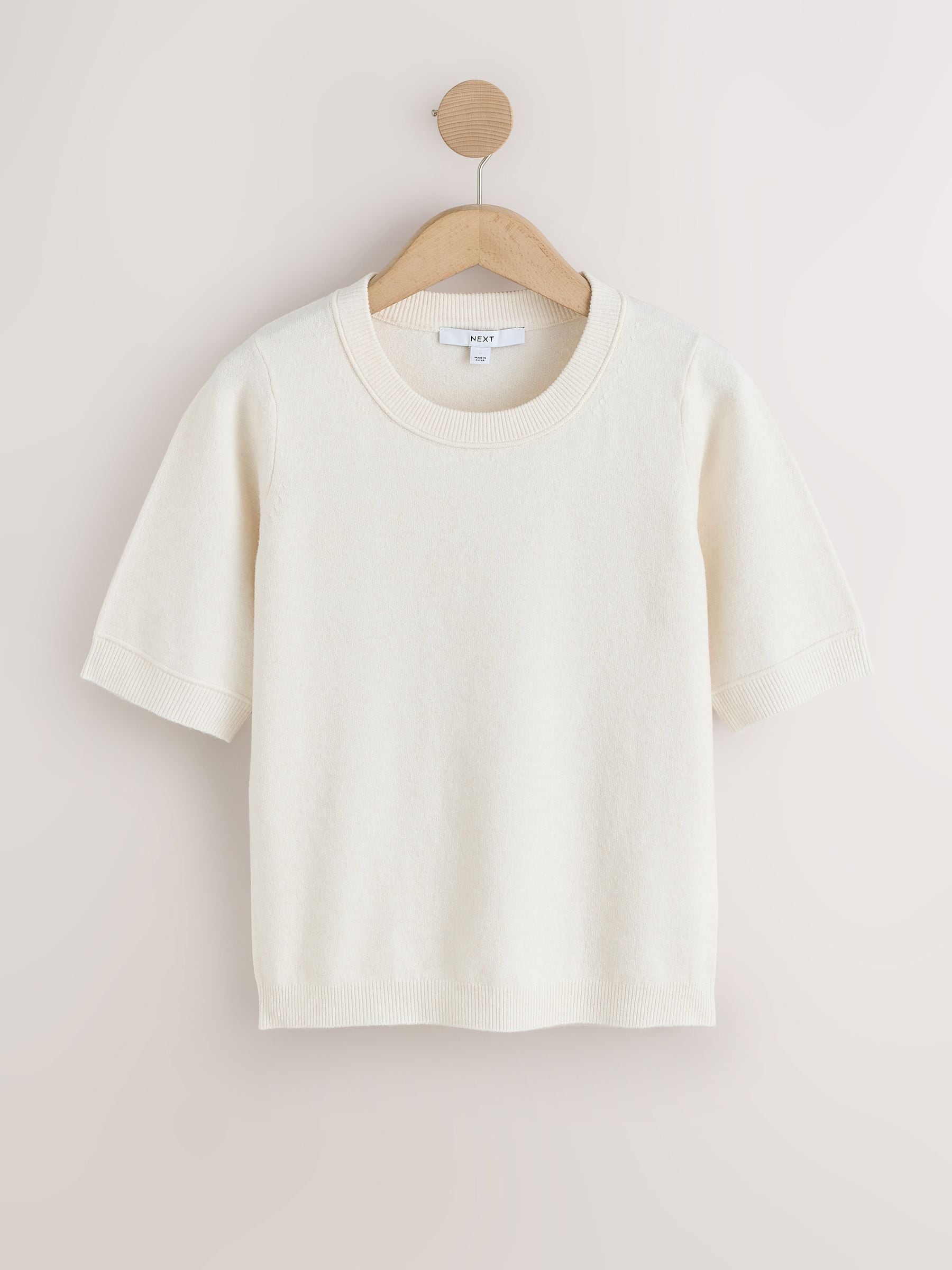 Supersoft Short Sleeve Knitted T-Shirt - Ecru - Regular - SIP Still Life
