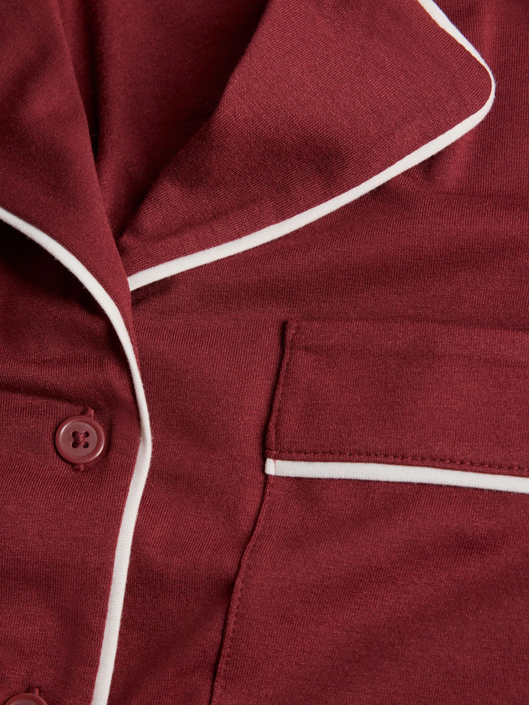 The Set 2 Pack Viscose Blend Button Through Long Pyjamas - Red/Oat Marl - Regular - SIP Still Life