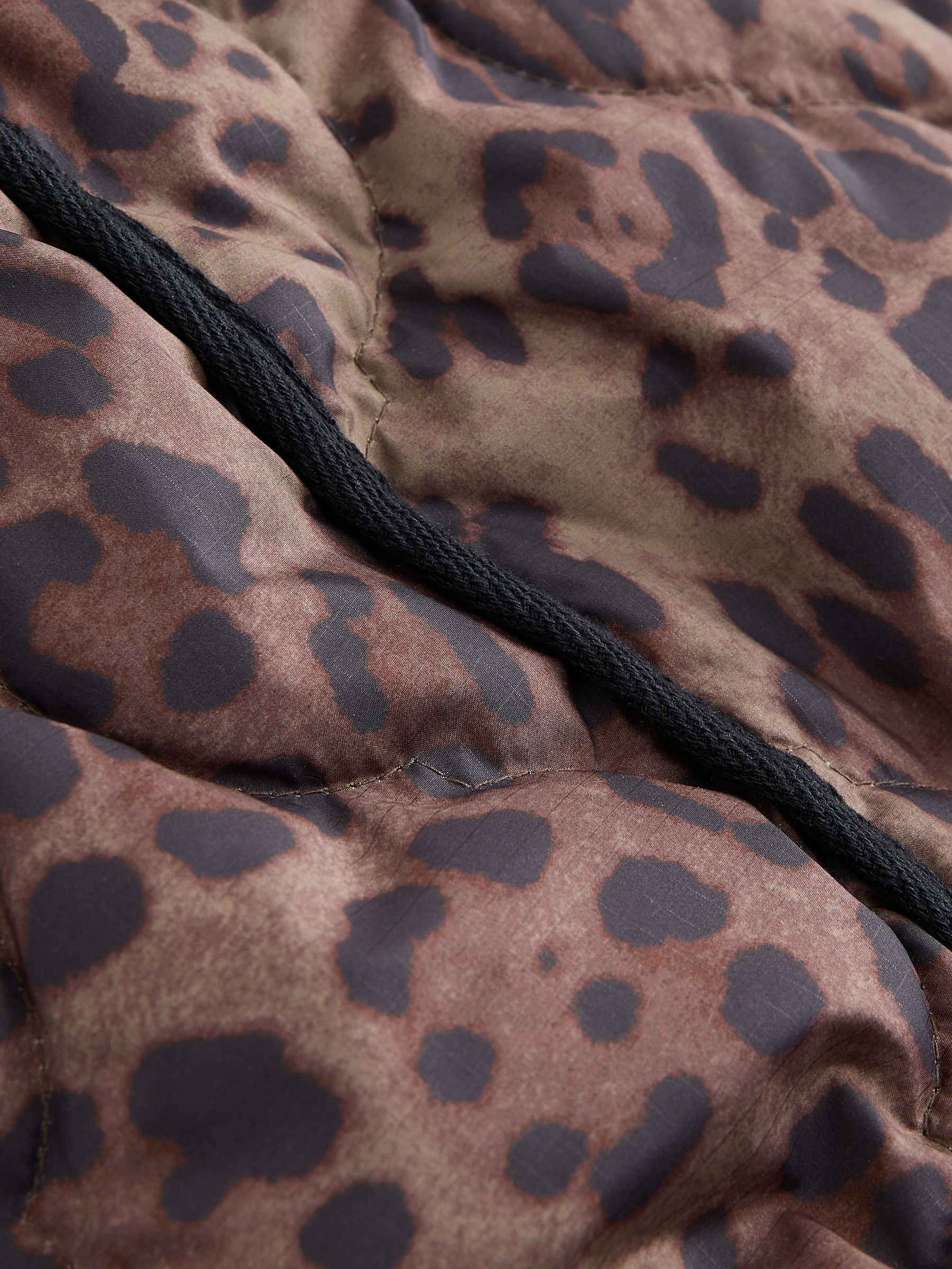 Shower Resistant Lightweight Quilted Jacket - Brown Leopard Animal Print - Regular - SIP Still Life