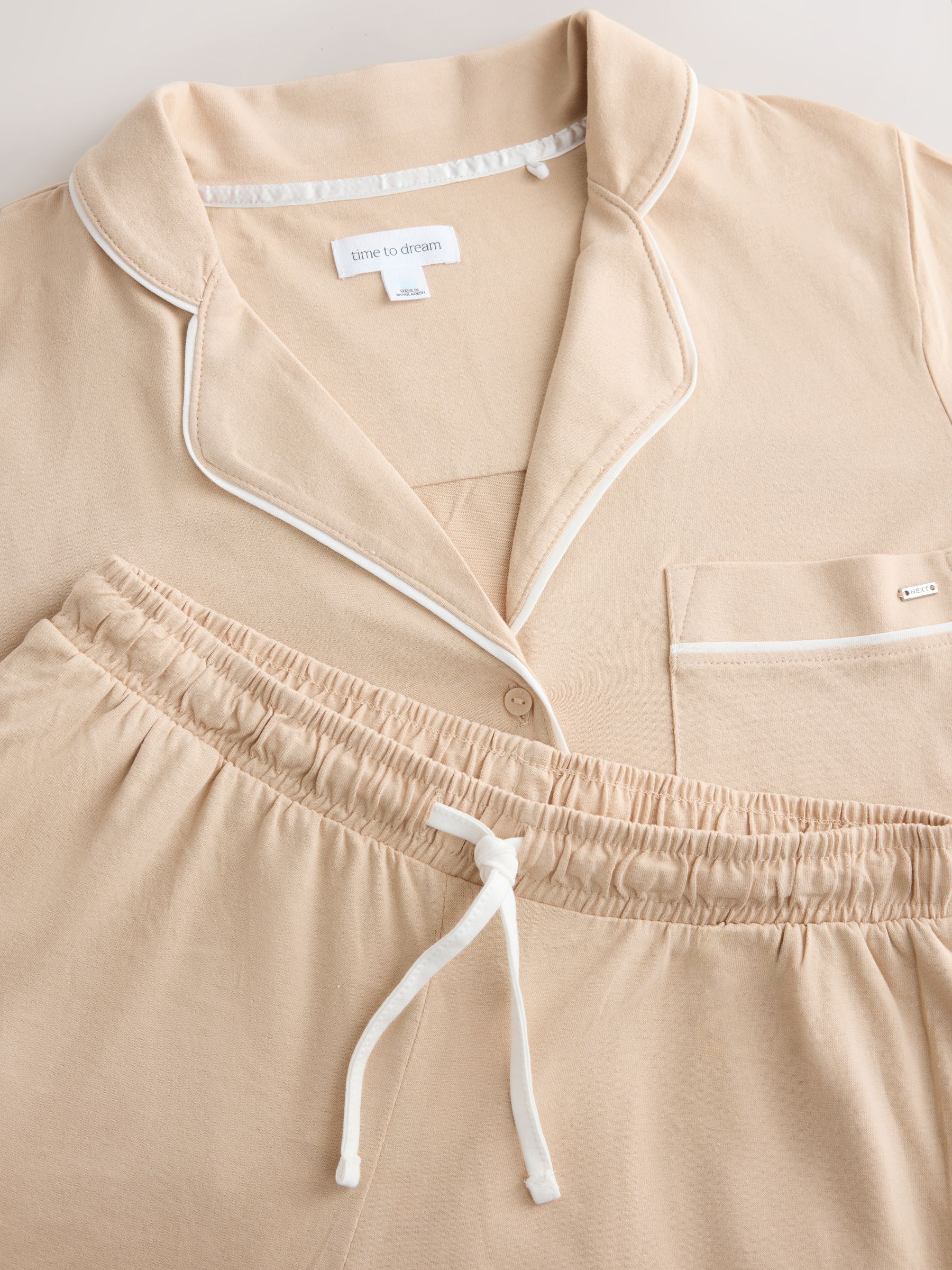 Jersey Button Through Pyjamas - Neutral - Regular - SIP Still Life