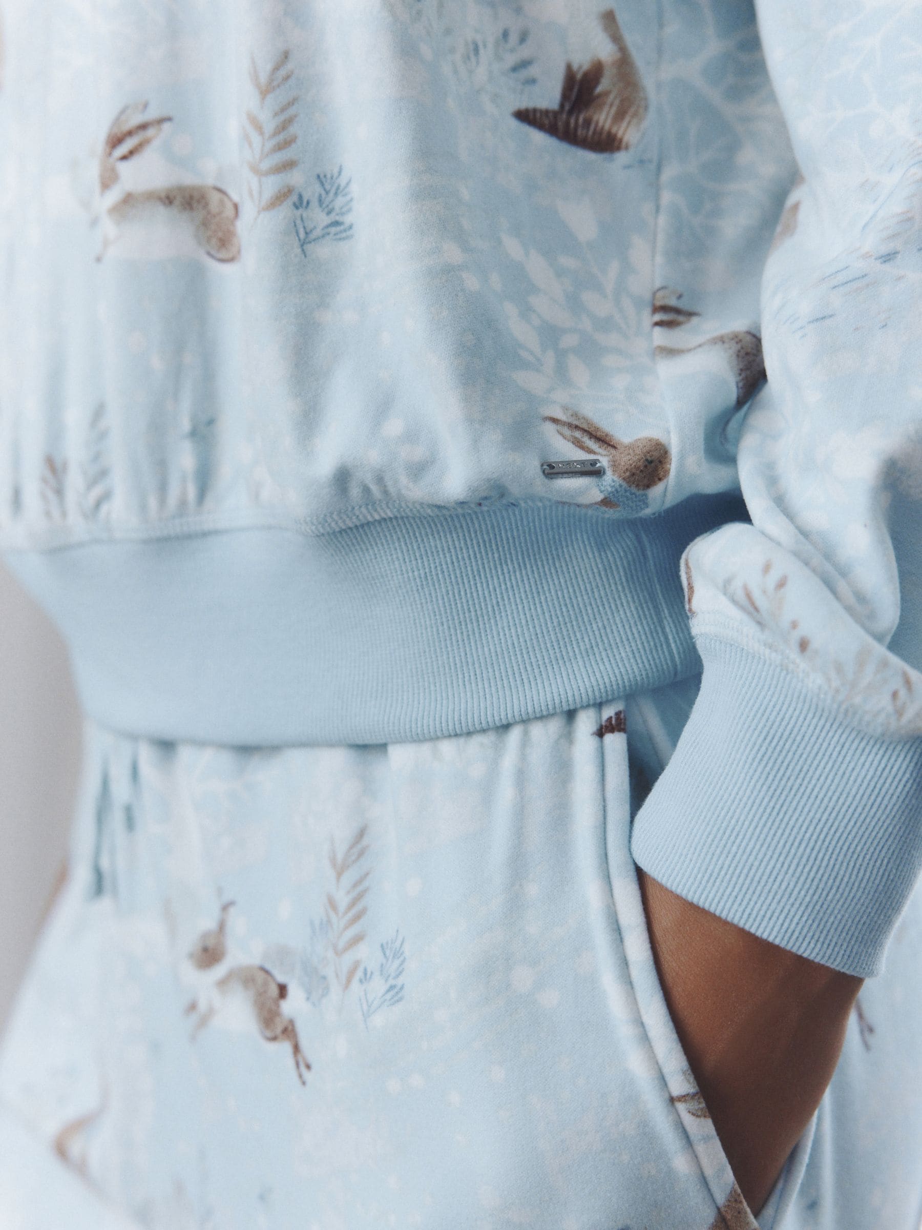 Cosy Long Sleeve Pyjamas Set - Light Blue Woodland - Regular - Location Worn