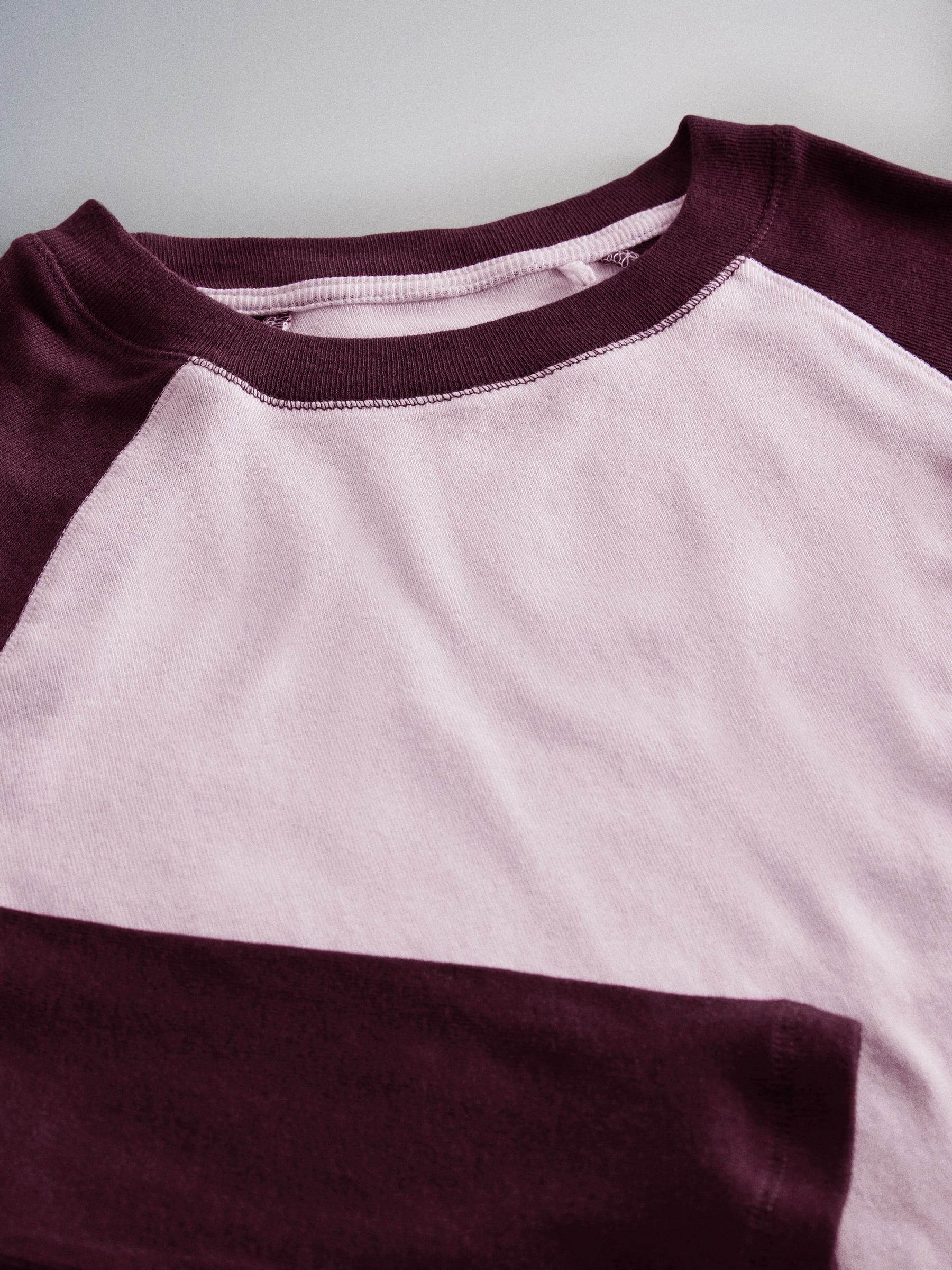 The Set 3 Pack Raglan Baseball Semi Sheer T-Shirts - Navy Blue/Burgundy/Grey - Regular - SIP Still Life