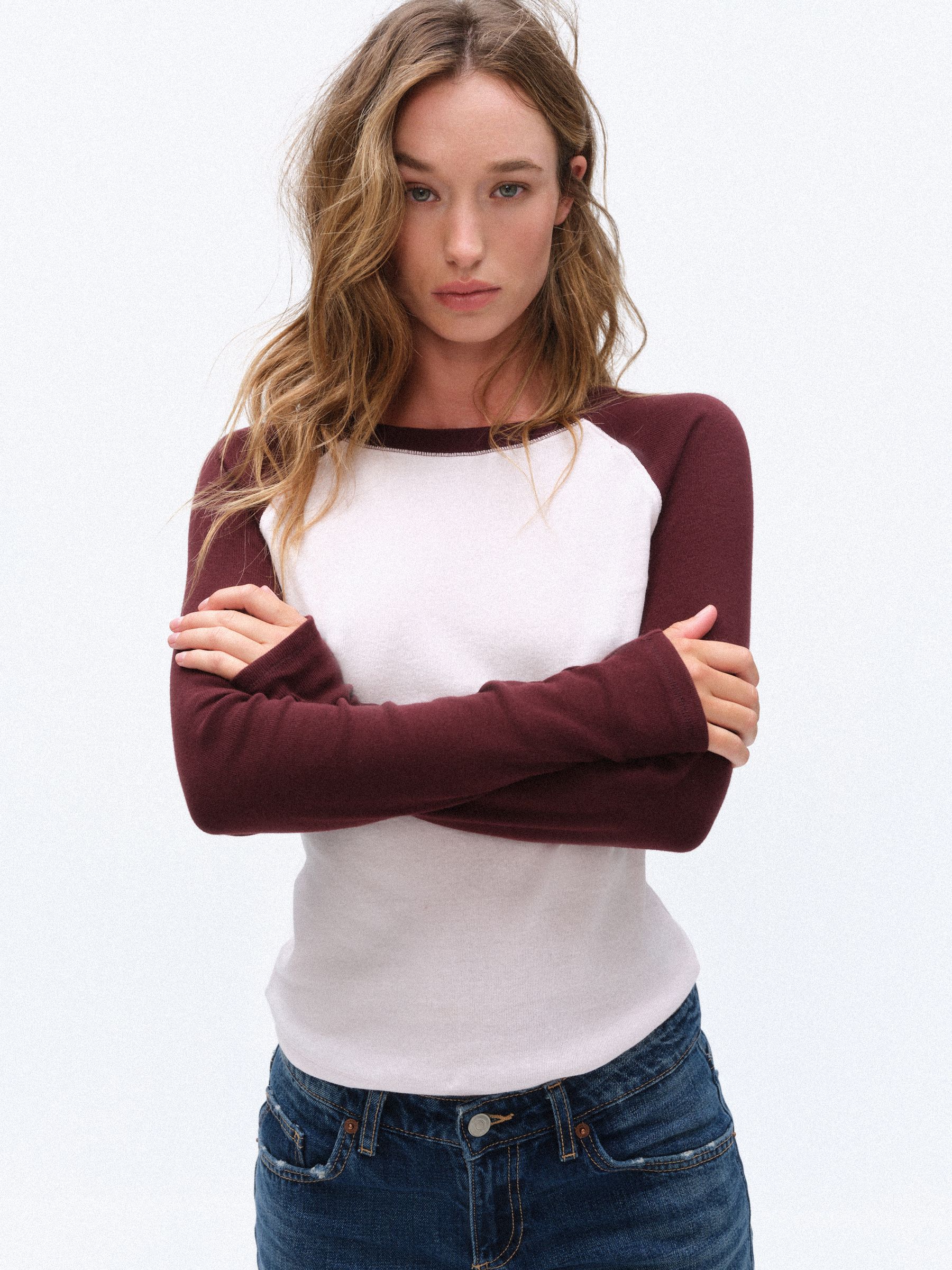 The Set 3 Pack Raglan Baseball Semi Sheer T-Shirts - Navy Blue/Burgundy/Grey - Regular - SIP Worn