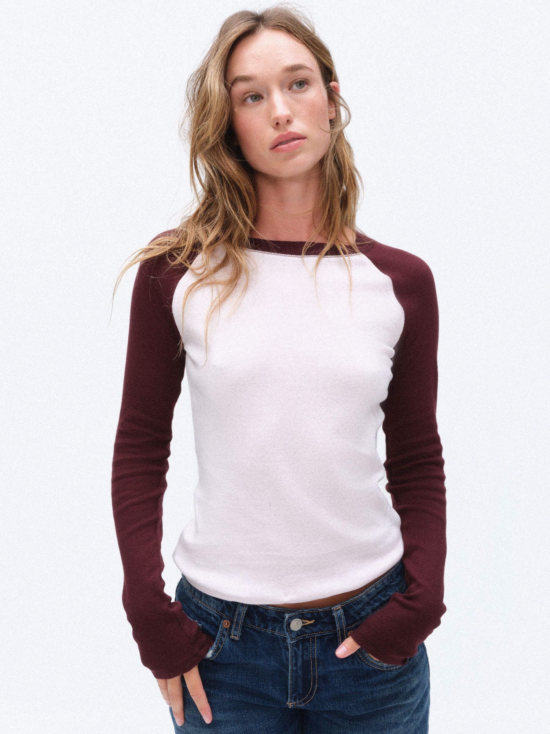 The Set 3 Pack Raglan Baseball Semi Sheer T-Shirts - Navy Blue/Burgundy/Grey - Regular - SIP Worn