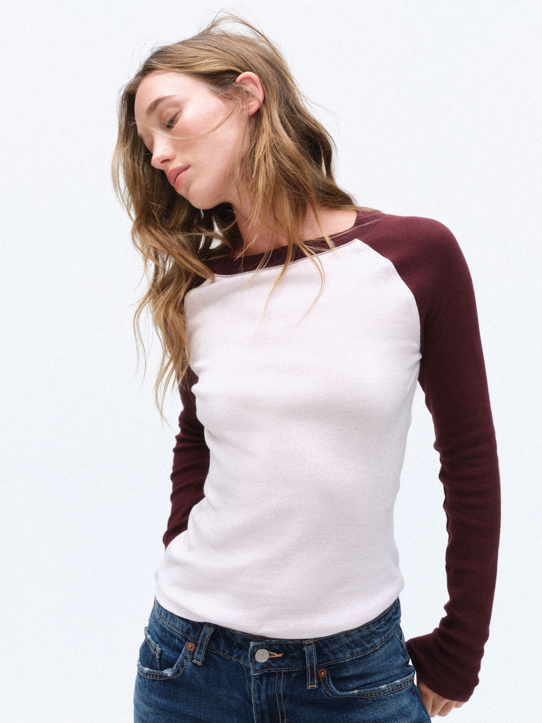 The Set 3 Pack Raglan Baseball Semi Sheer T-Shirts - Navy Blue/Burgundy/Grey - Regular - SIP Worn