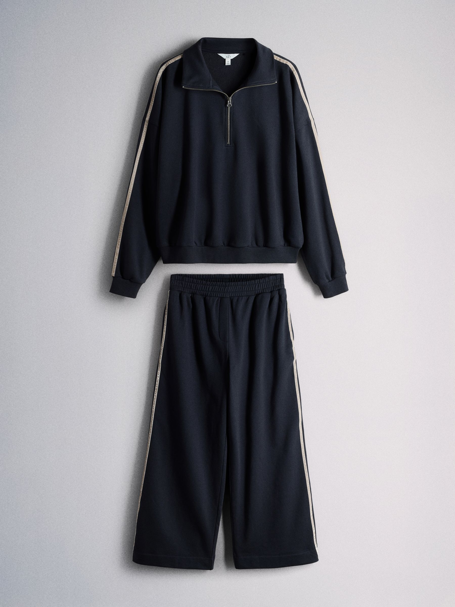 The Set Funnel Neck Sweat with Straight Leg Joggers Co-Ord Set - Navy - Regular - SIP Still Life