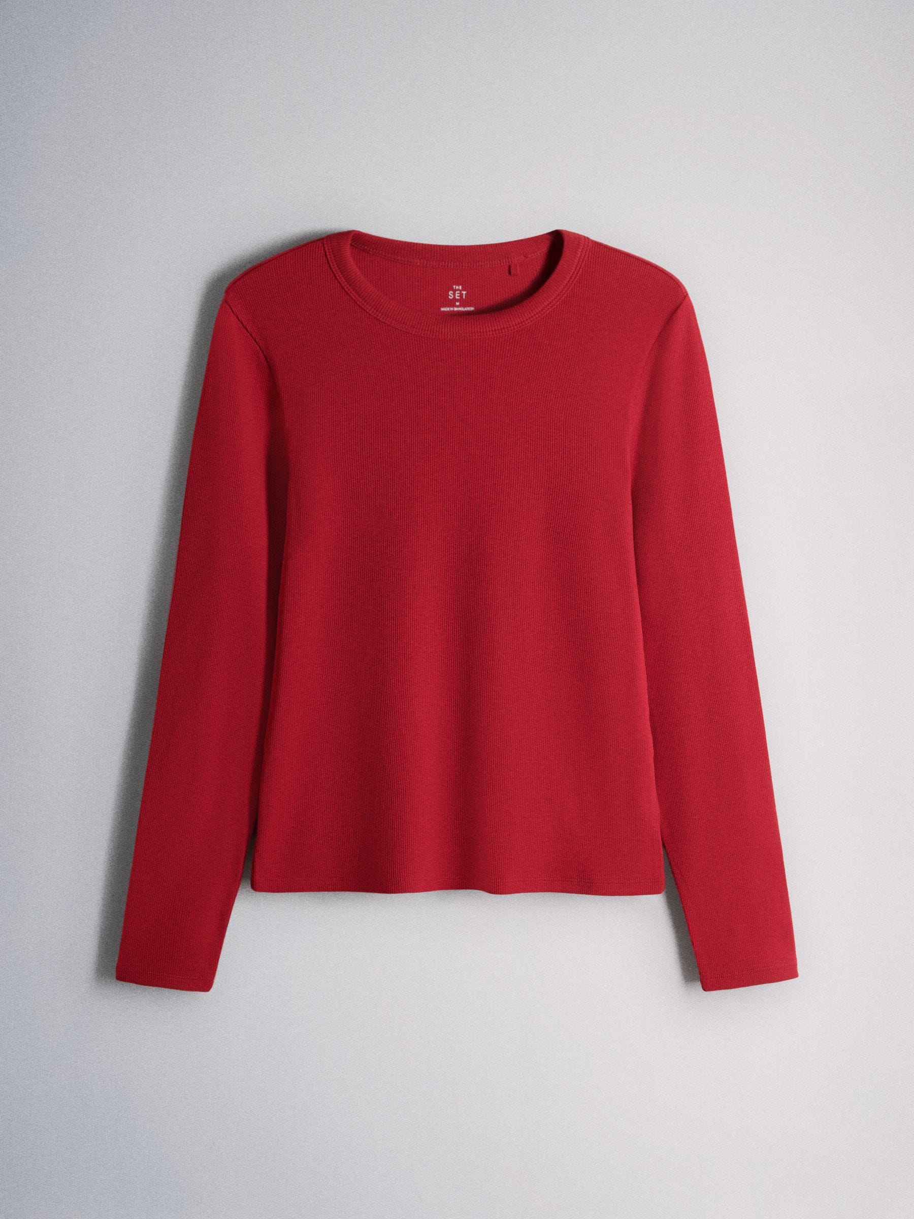 The Set 5 Pack Ribbed Long Sleeve T-Shirts - Khaki/Navy/Stripe/Red/Grey - Regular - SIP Still Life