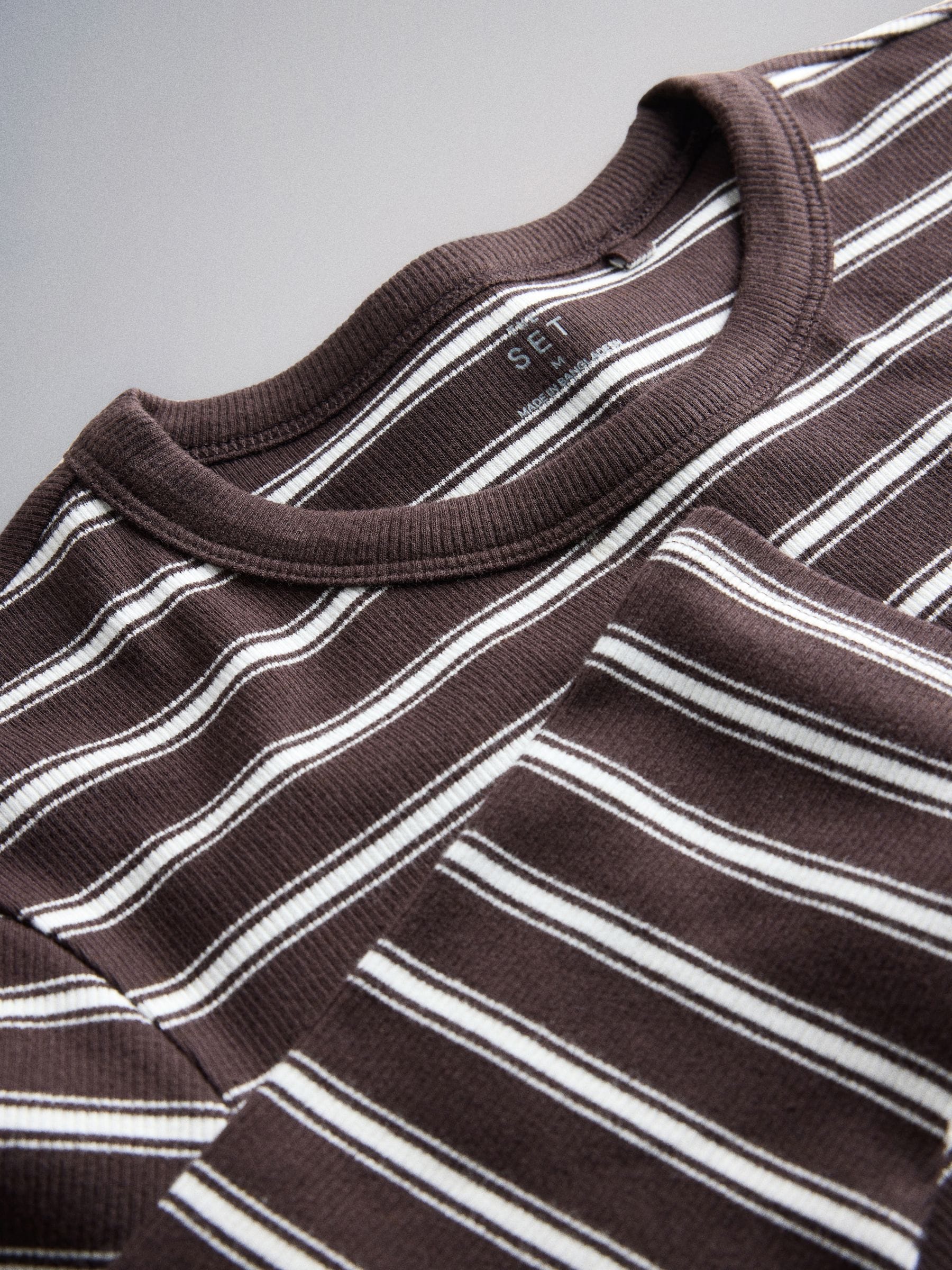 The Set 5 Pack Ribbed Long Sleeve T-Shirts - Khaki/Navy/Stripe/Red/Grey - Regular - SIP Still Life