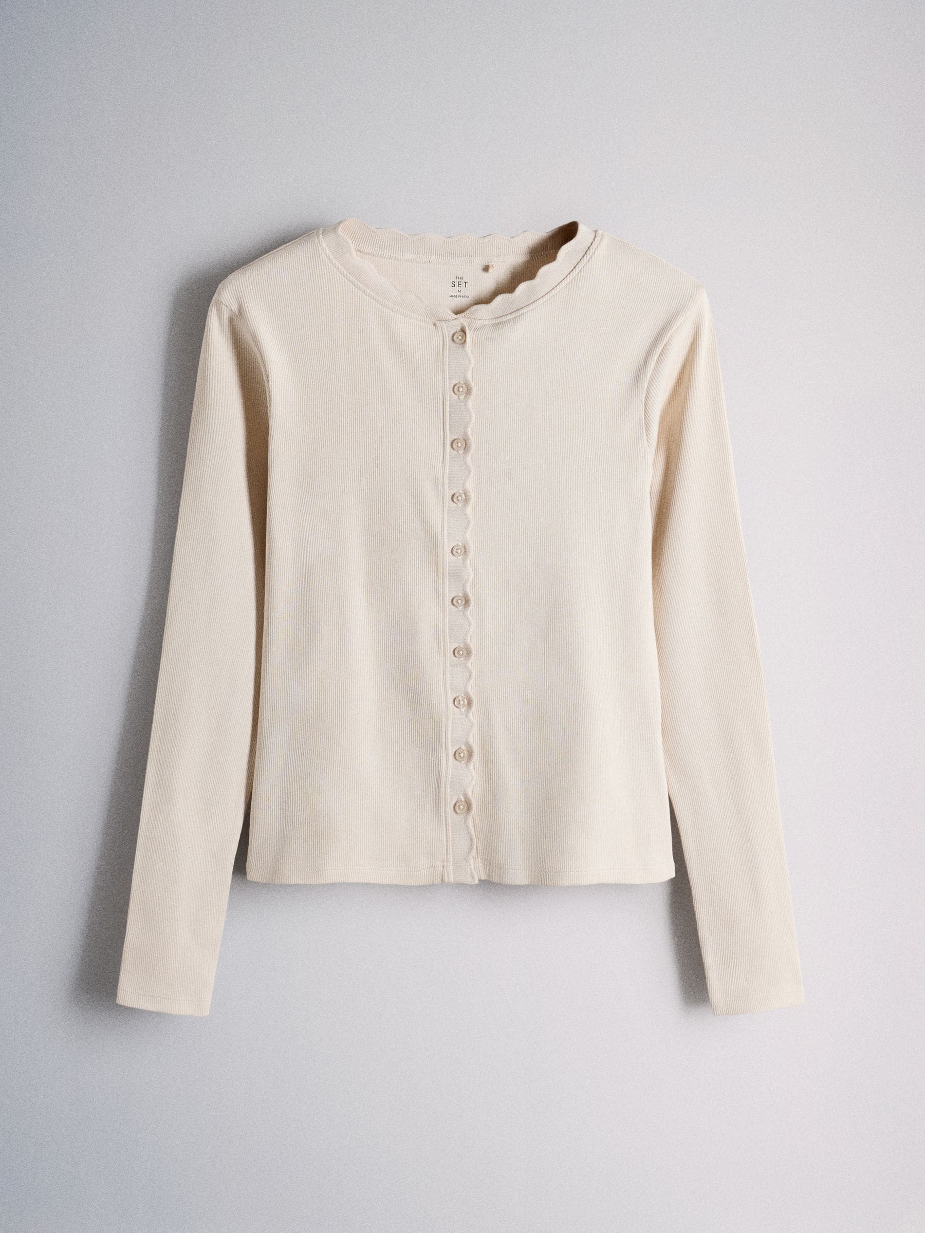 The Set 3 Pack Scallop Button Through Long Sleeve Tops - Black/Brown/Tan - Regular - SIP Still Life