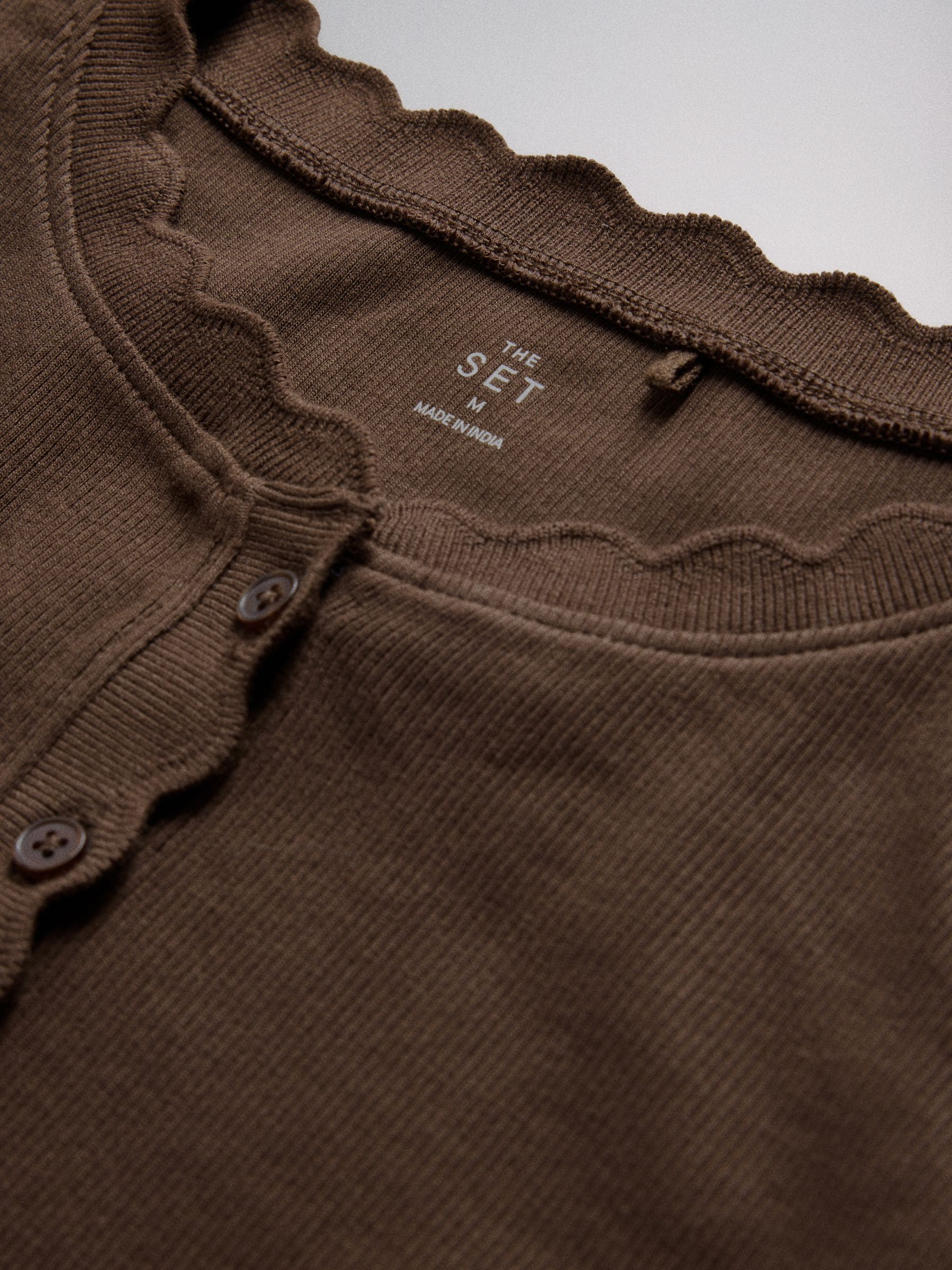 The Set 3 Pack Scallop Button Through Long Sleeve Tops - Black/Brown/Tan - Regular - SIP Still Life