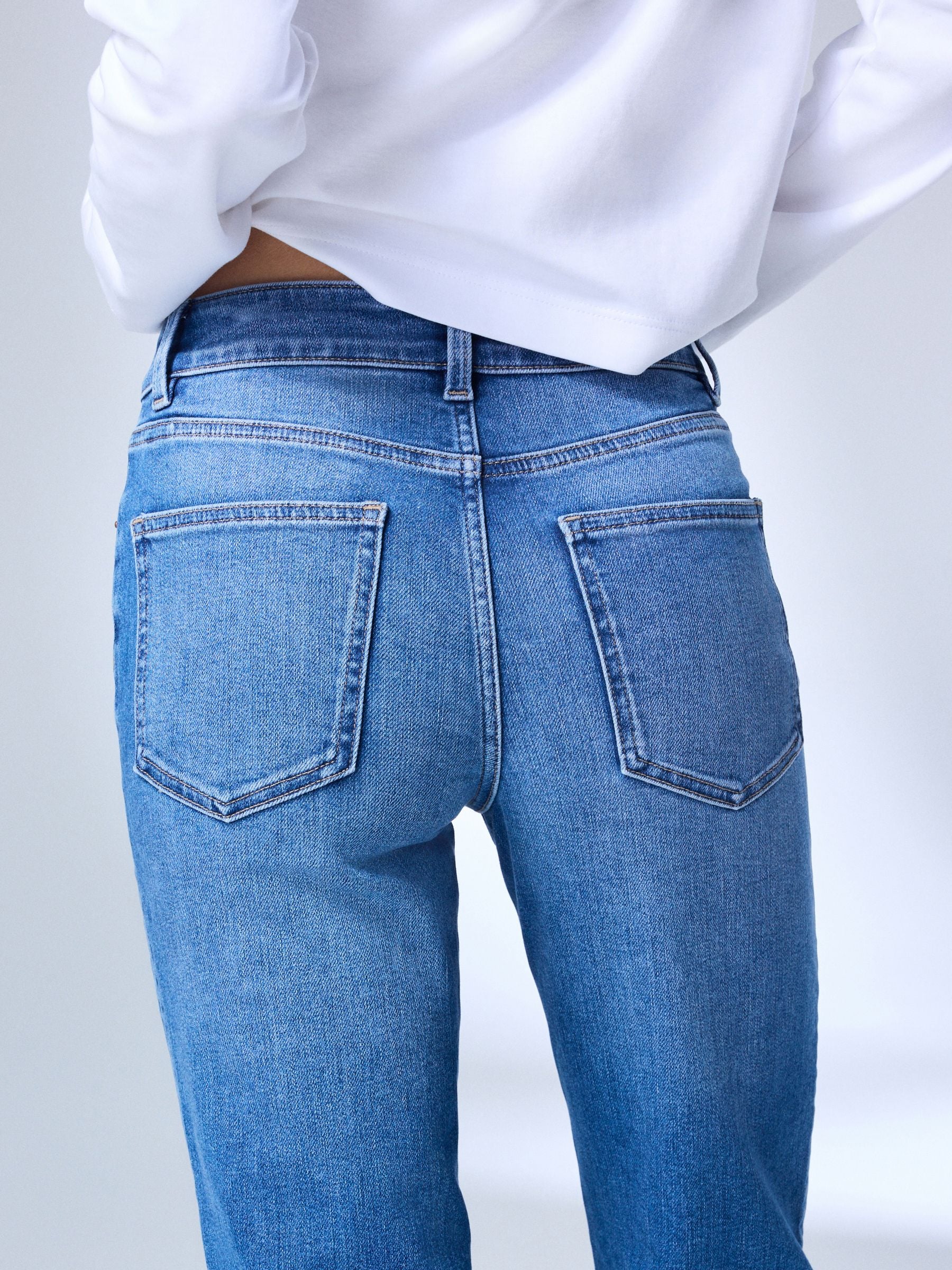 Mid Rise Super Soft Stretch Bootcut Jeans - Mid Blue - Regular - Location Worn