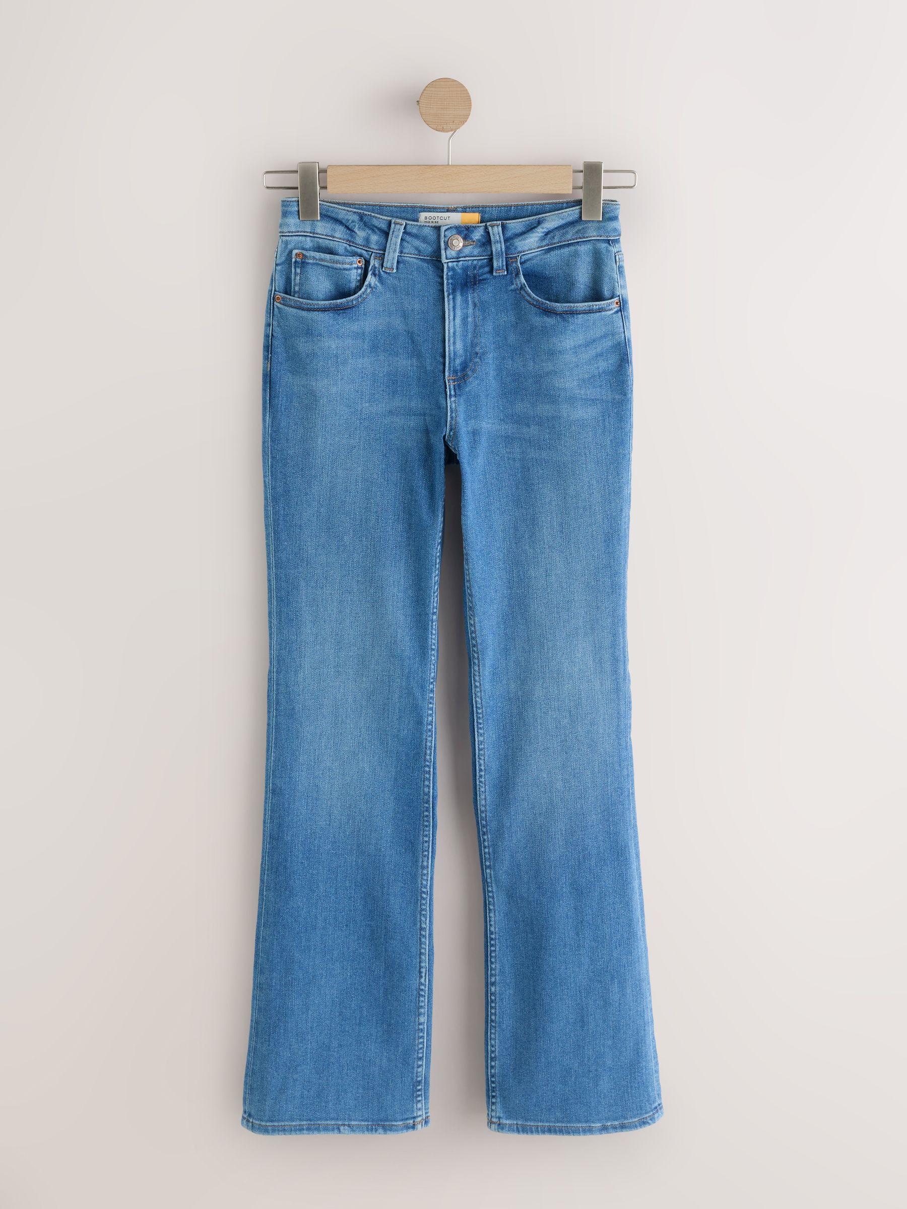 Mid Rise Super Soft Stretch Bootcut Jeans - Mid Blue - Regular - SIP Still Life