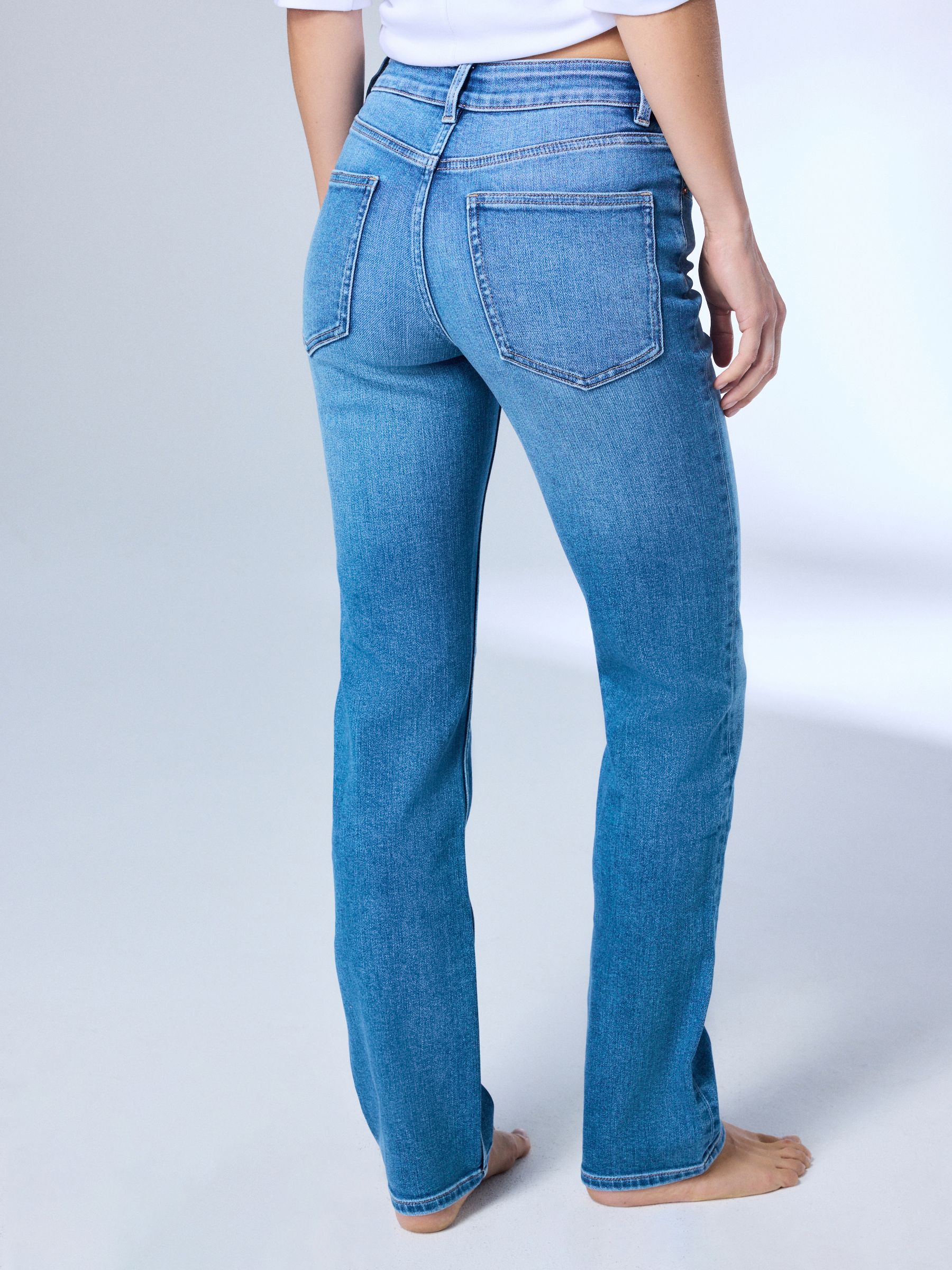Mid Rise Super Soft Stretch Slim Jeans - Mid Blue - Regular - Location Worn