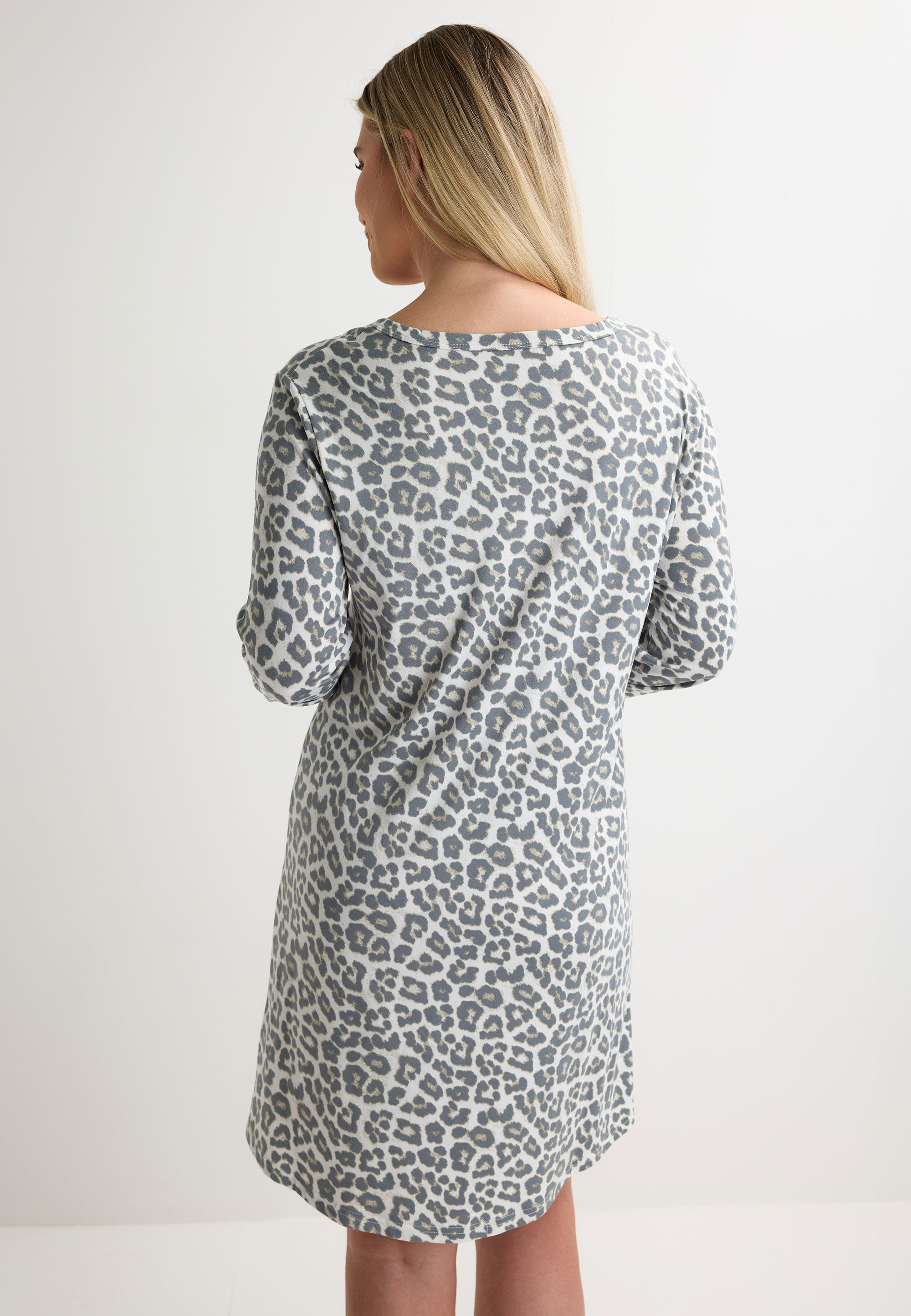 Womens Natural Leopard Print Soft Touch Nightdress