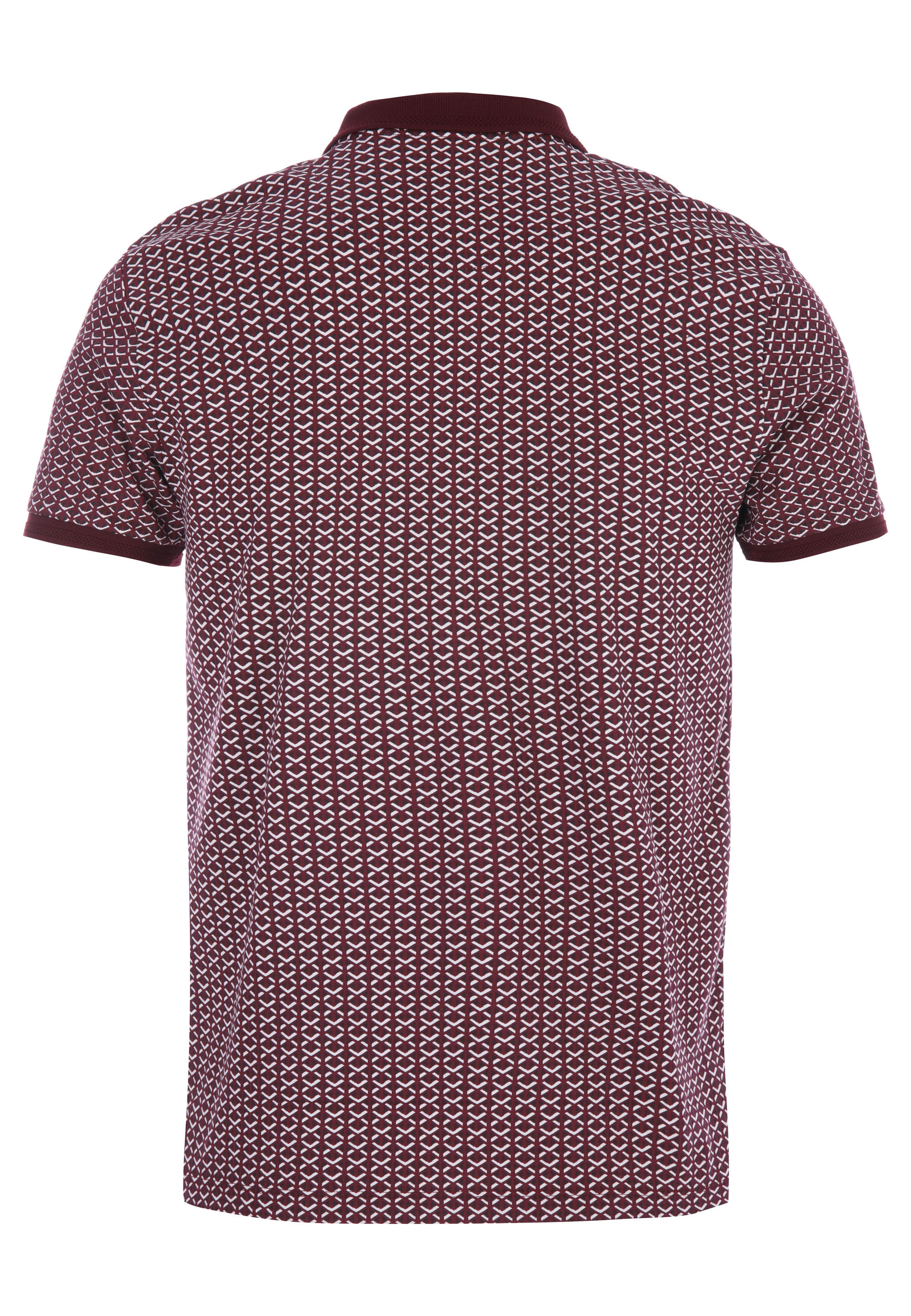 Mens Burgundy Geo Print Quarter Zip Polo Shirt