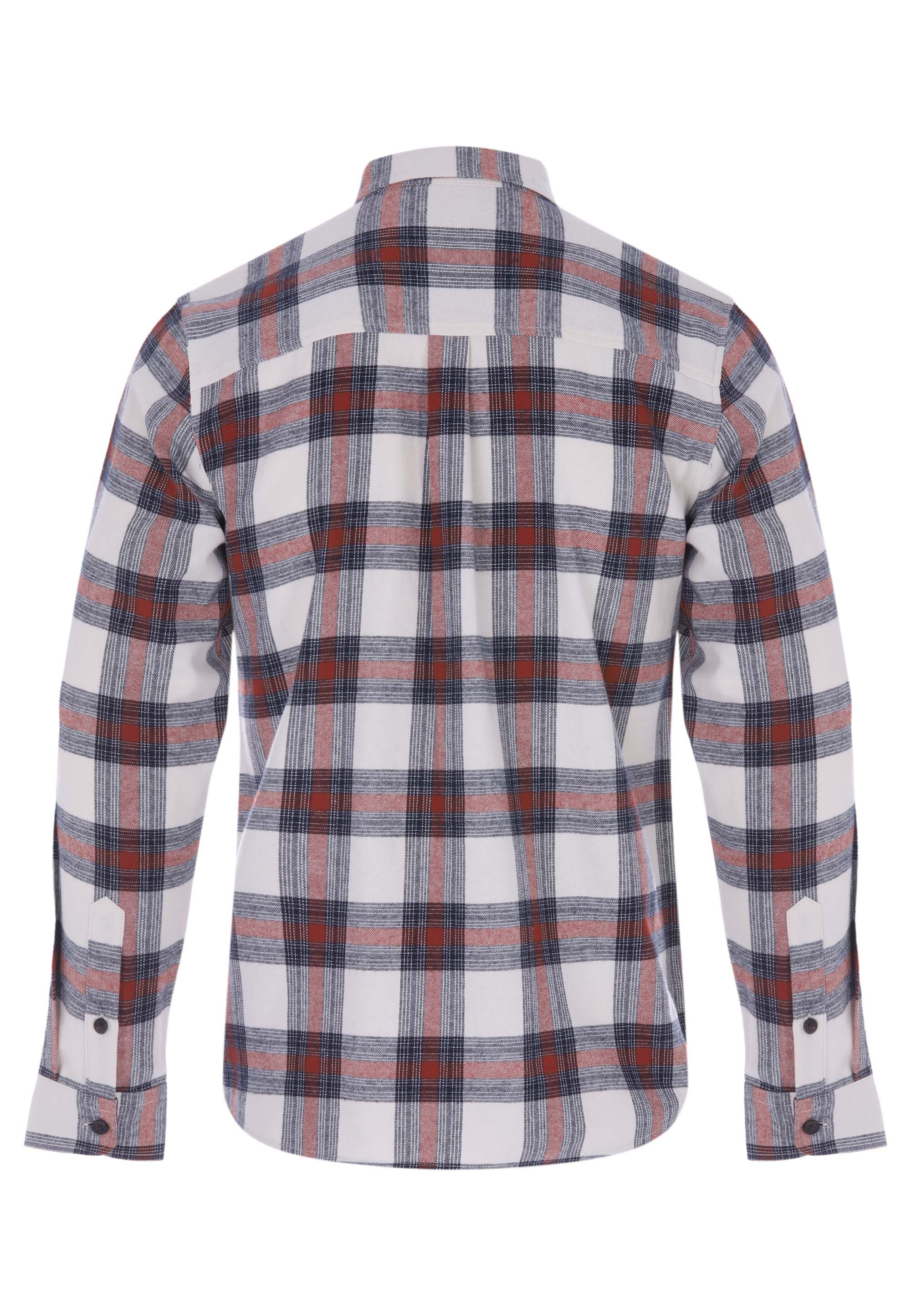 Mens Ecru Check Flannel Long Sleeve Shirt