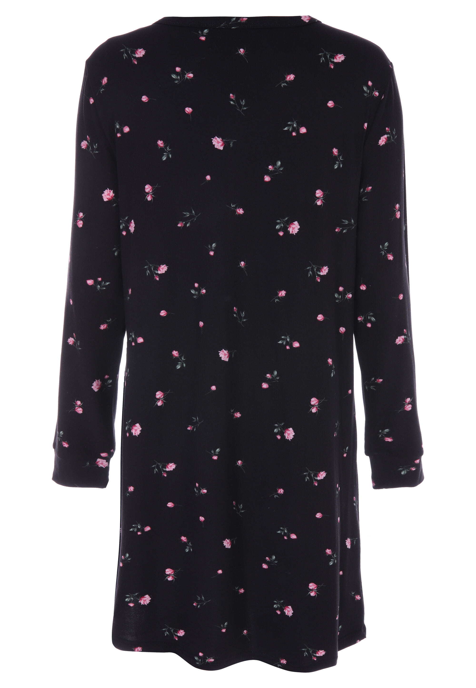 Womens Black Ditsy Soft Touch Long Sleeve Nightdress