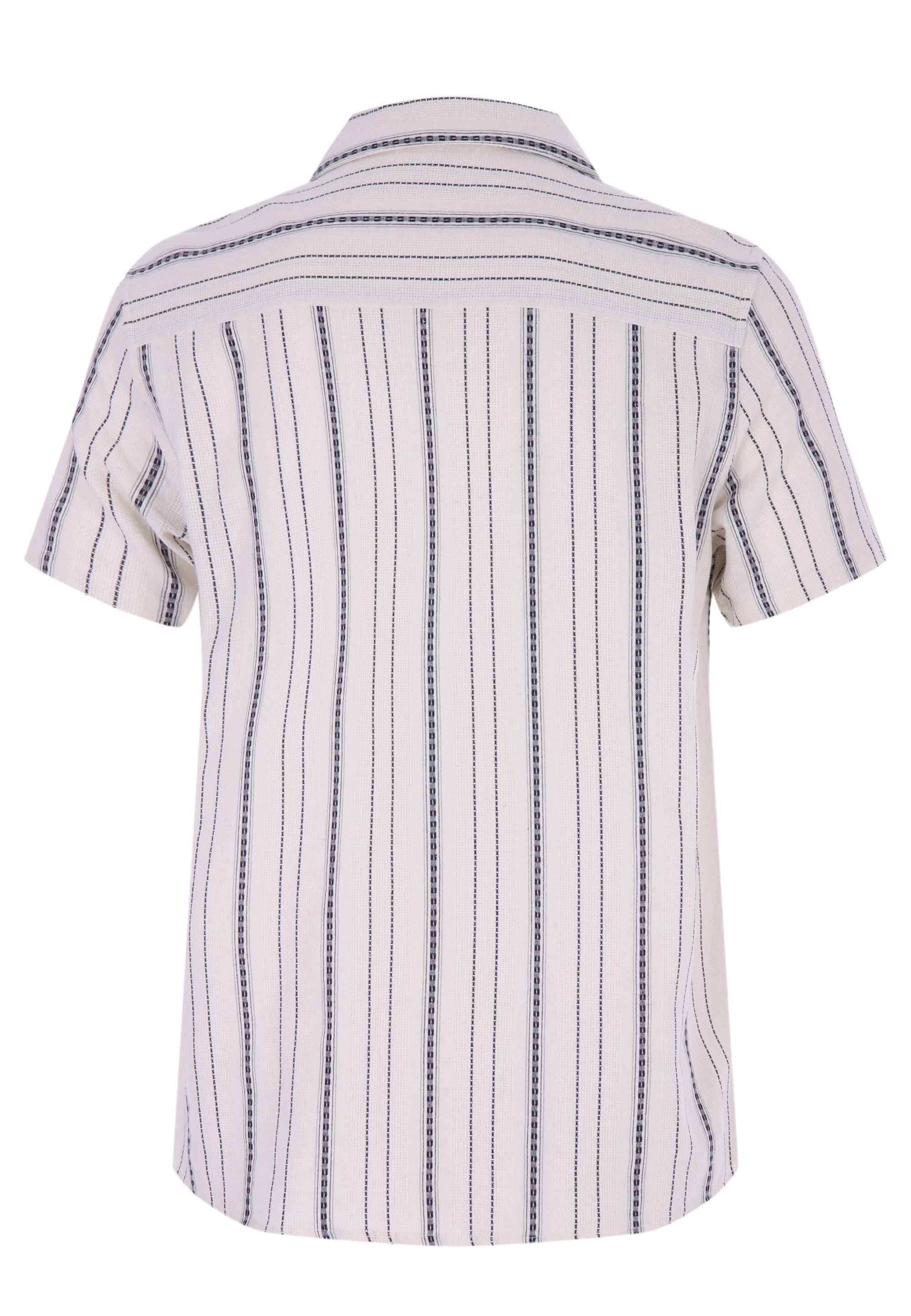 Mens Ecru Stripe Dobby Short Sleeve Shirt