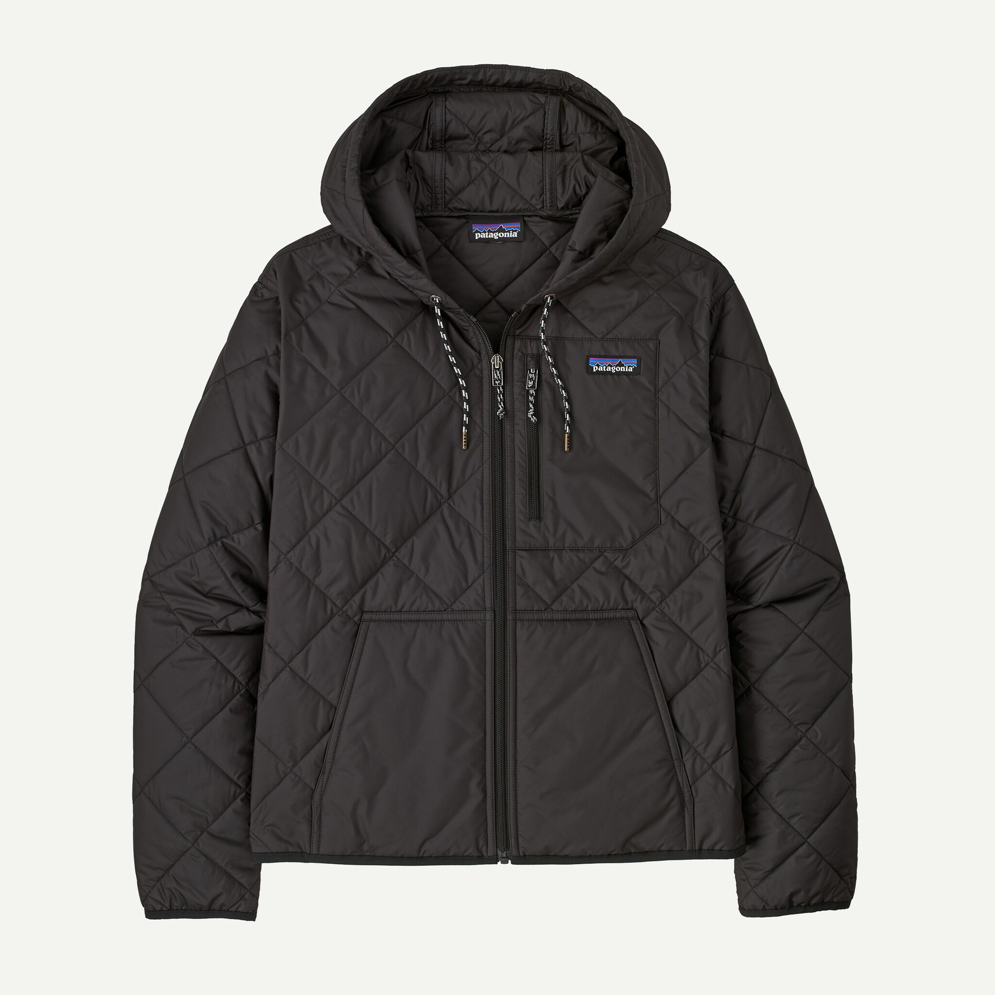 Women's Diamond Quilted Bomber Hoody - Black w/Black