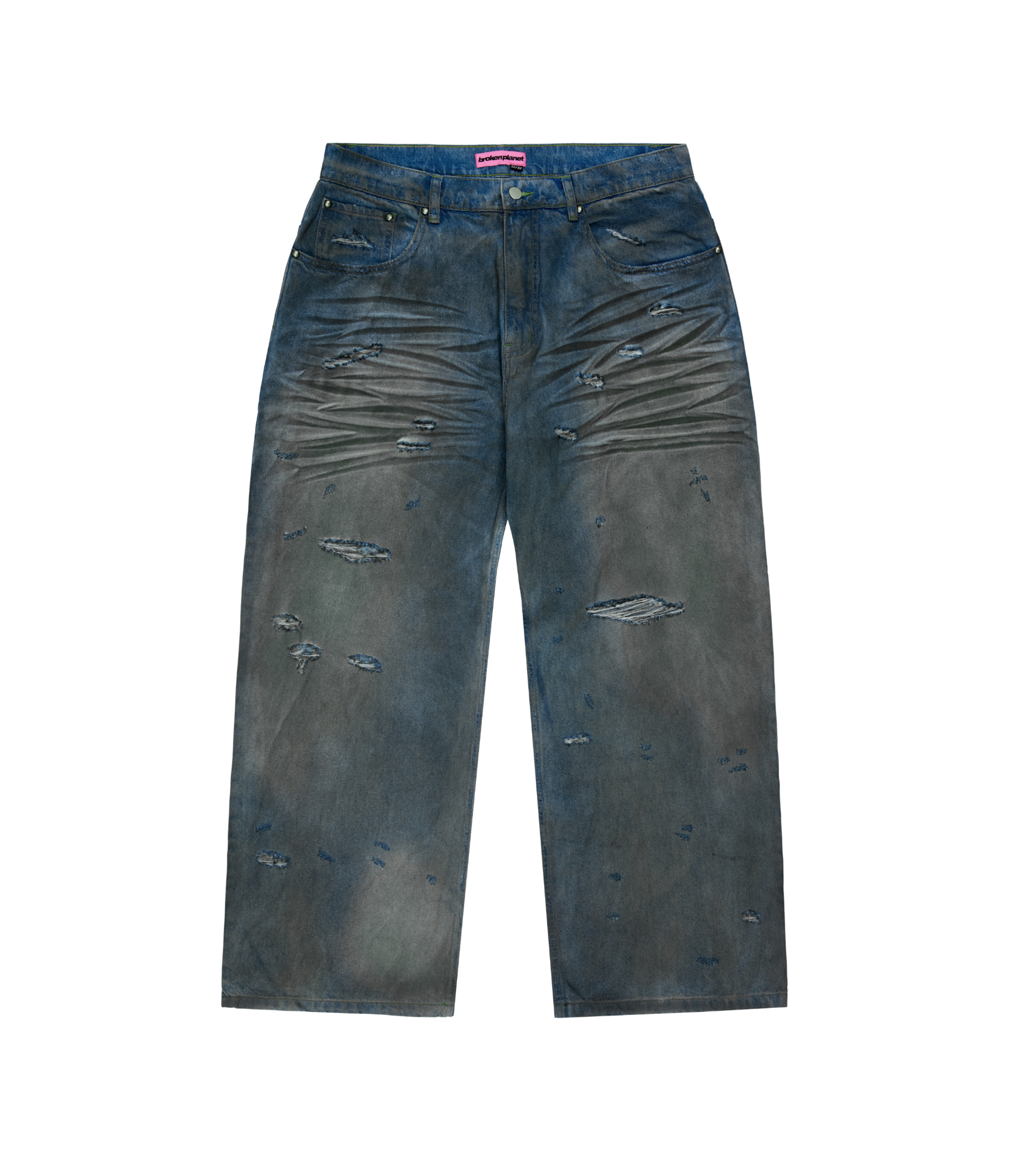 Distressed Denim Jeans - Dark Blue