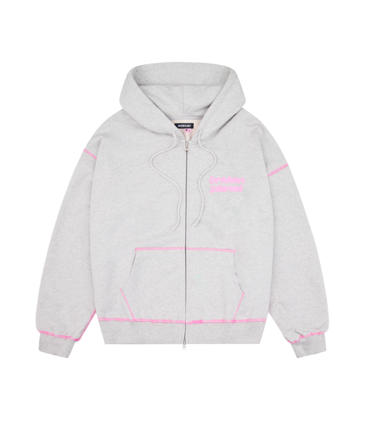 Star Logo Coverstitch Zip-up Hoodie - Ash Heather Gray