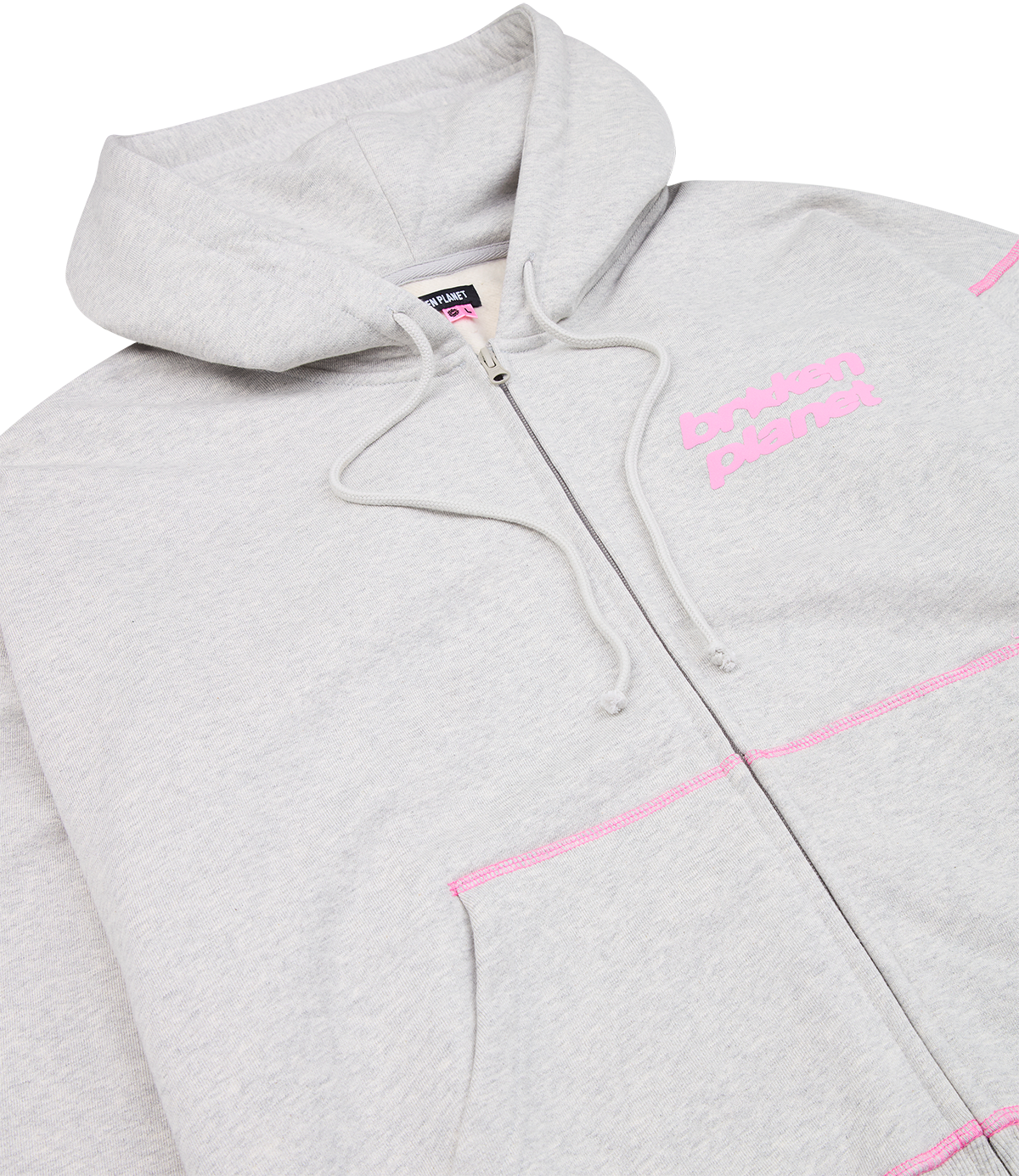 Star Logo Coverstitch Zip-up Hoodie - Ash Heather Gray - 3