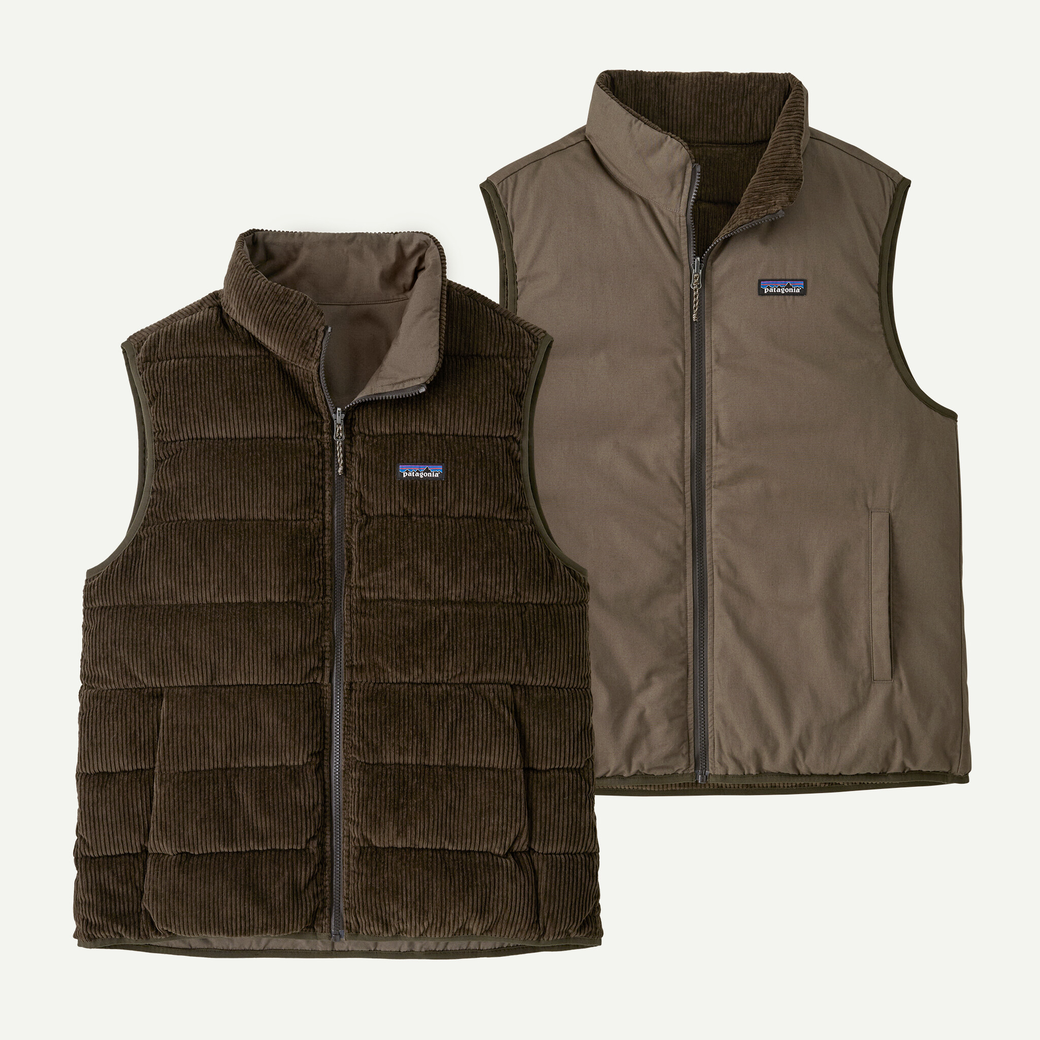 Reversible Cotton Down Vest - Marlow Brown