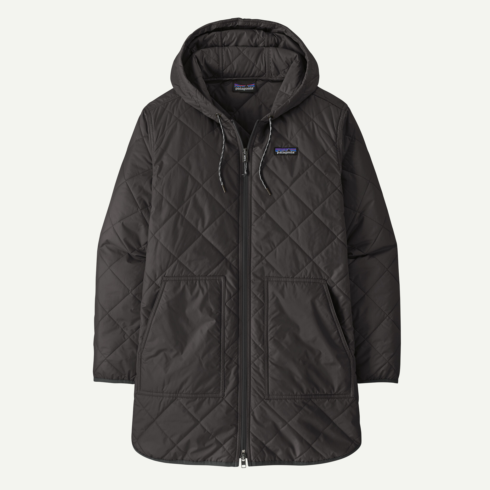 Women's Diamond Quilted Parka - Black w/Black