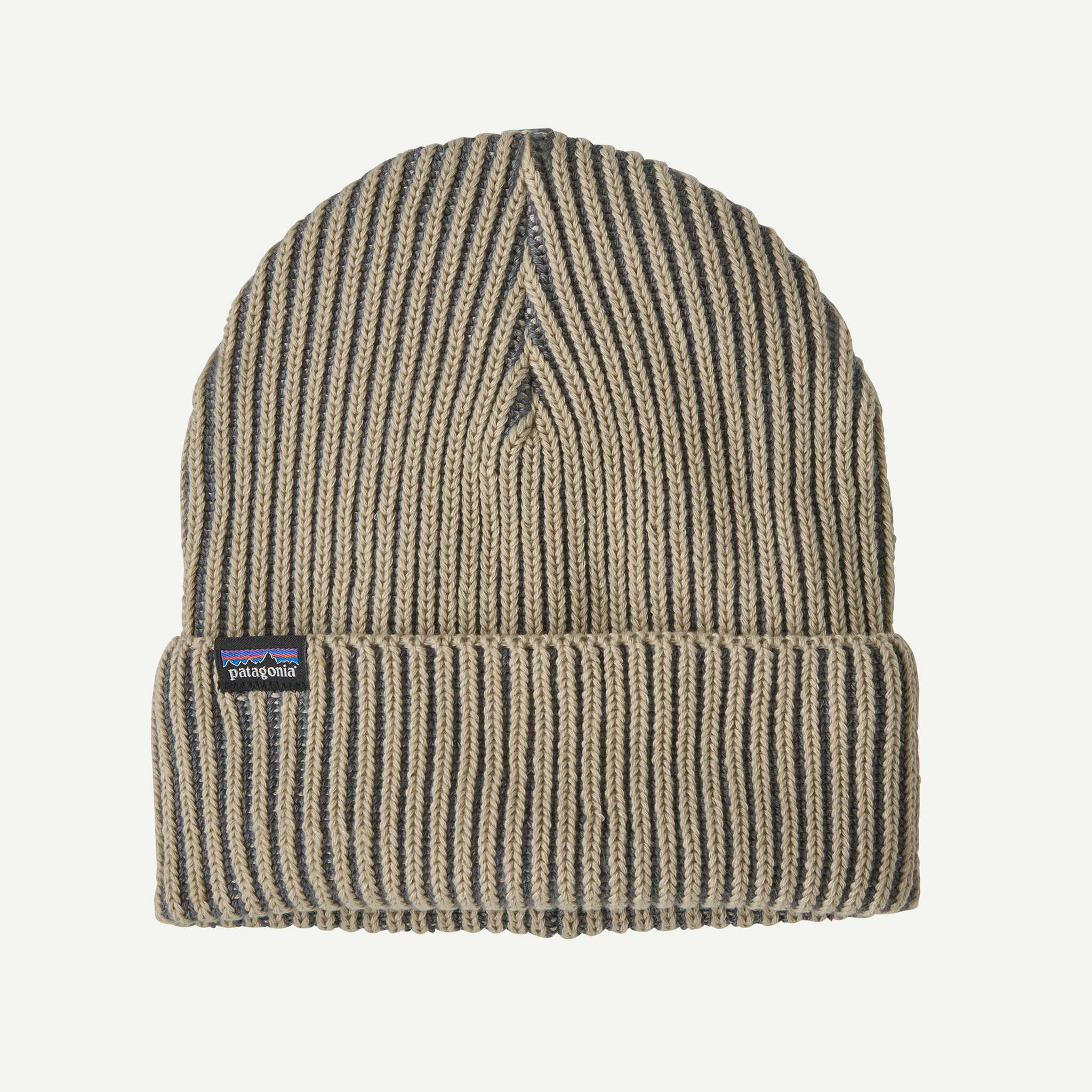 Fisherman's Rolled Beanie - Contrast Stripe: Weathered Stone
