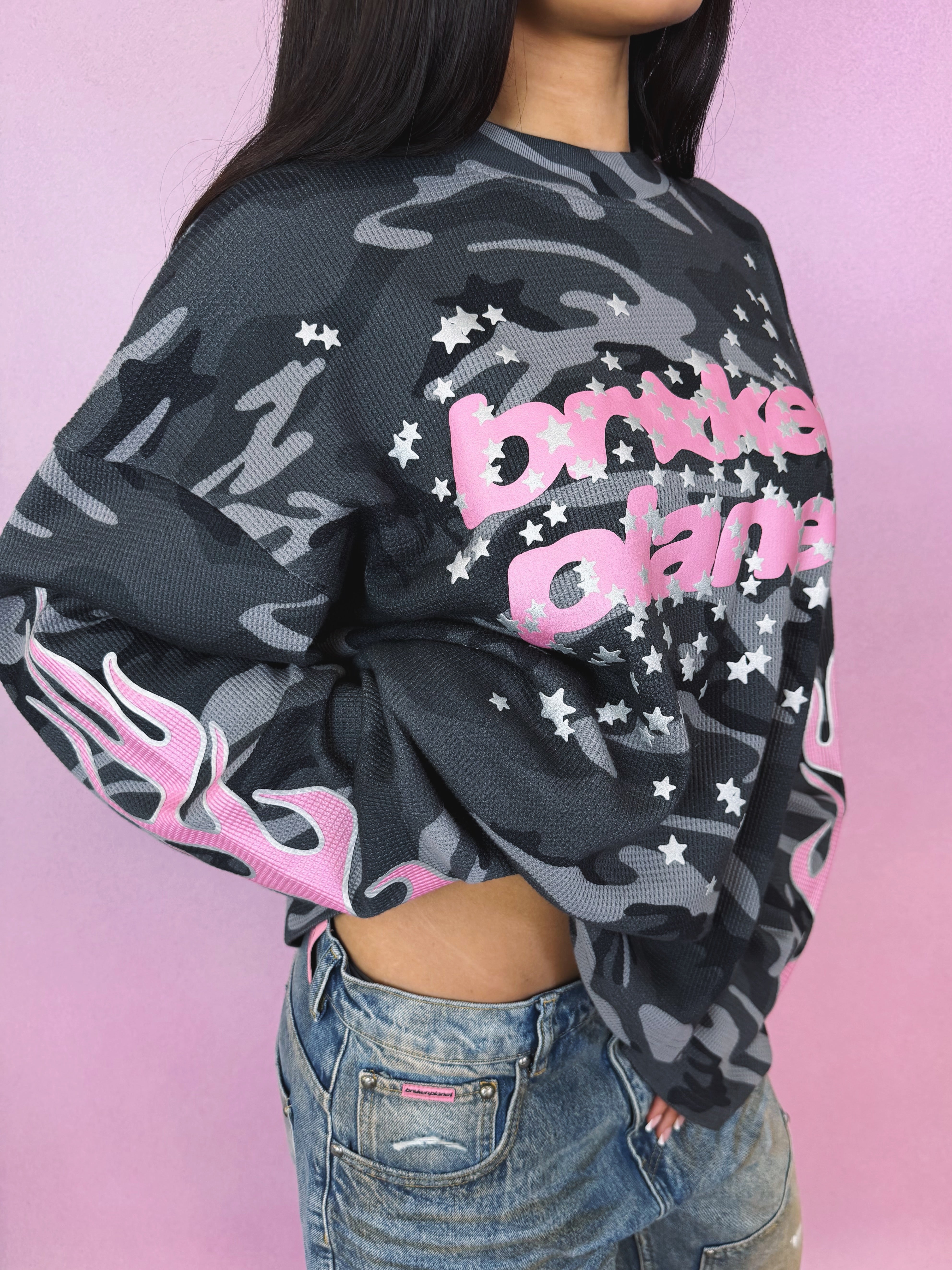 Star Camo Waffle Long Sleeve - Black Star Camo - 6