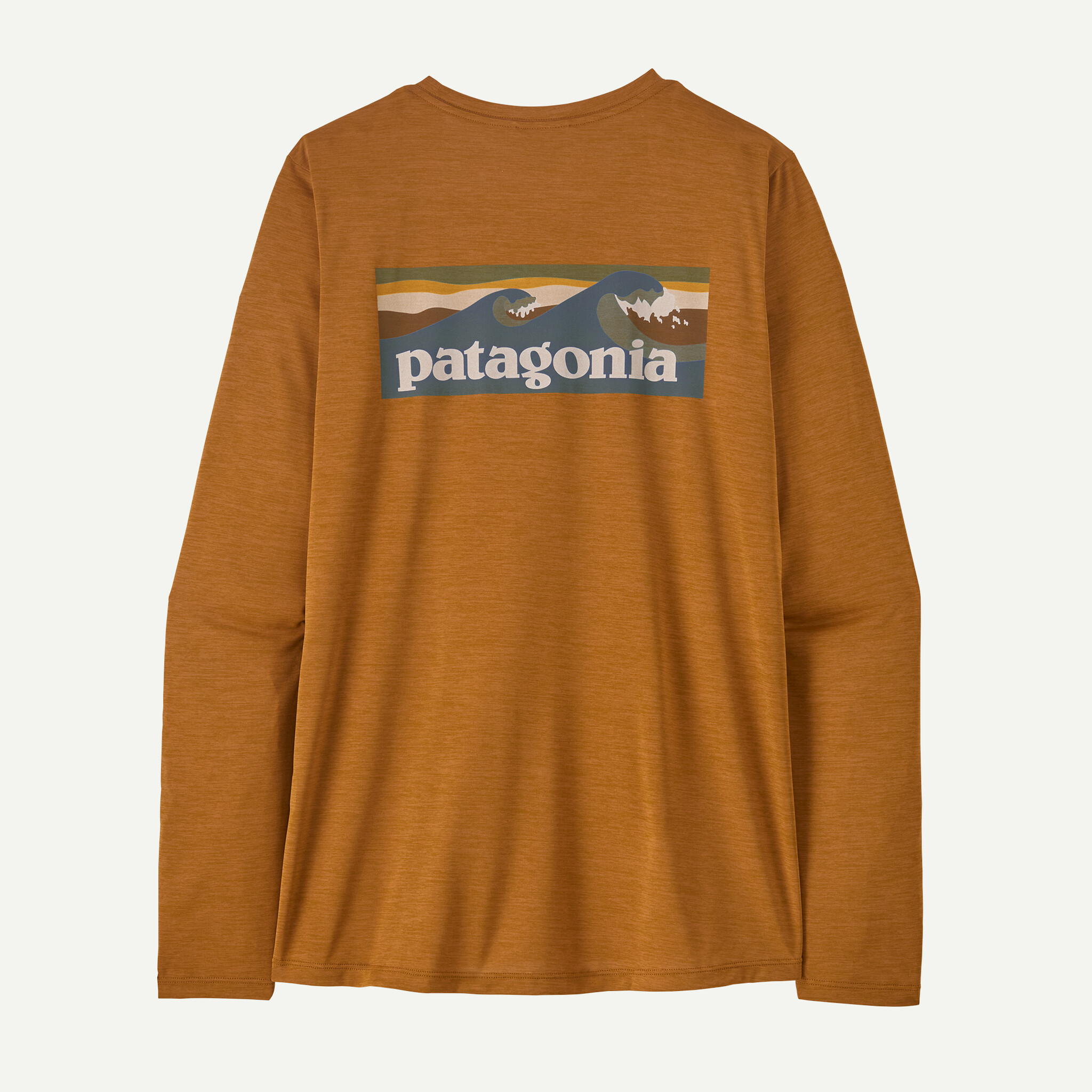 Women's Long-Sleeved Capilene(R) Cool Daily Shirt - Boardshort Logo - Cinnamon Brown - Dark Cinnamon Brown X-Dye