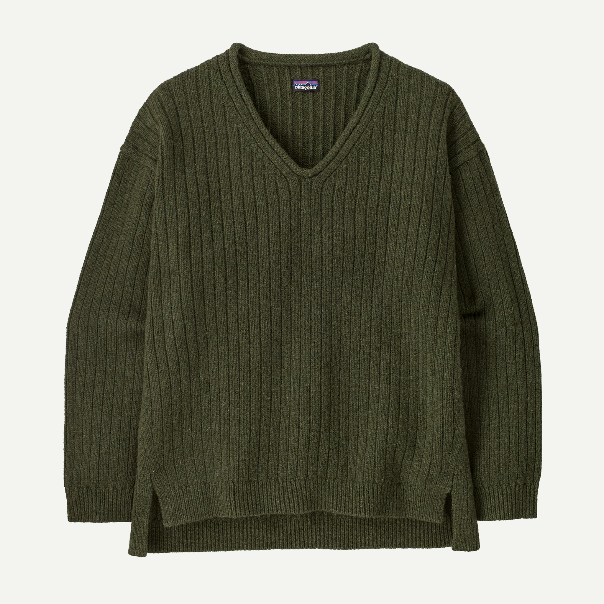 Women's Recycled Wool-Blend V-Neck Sweater - Basin Green