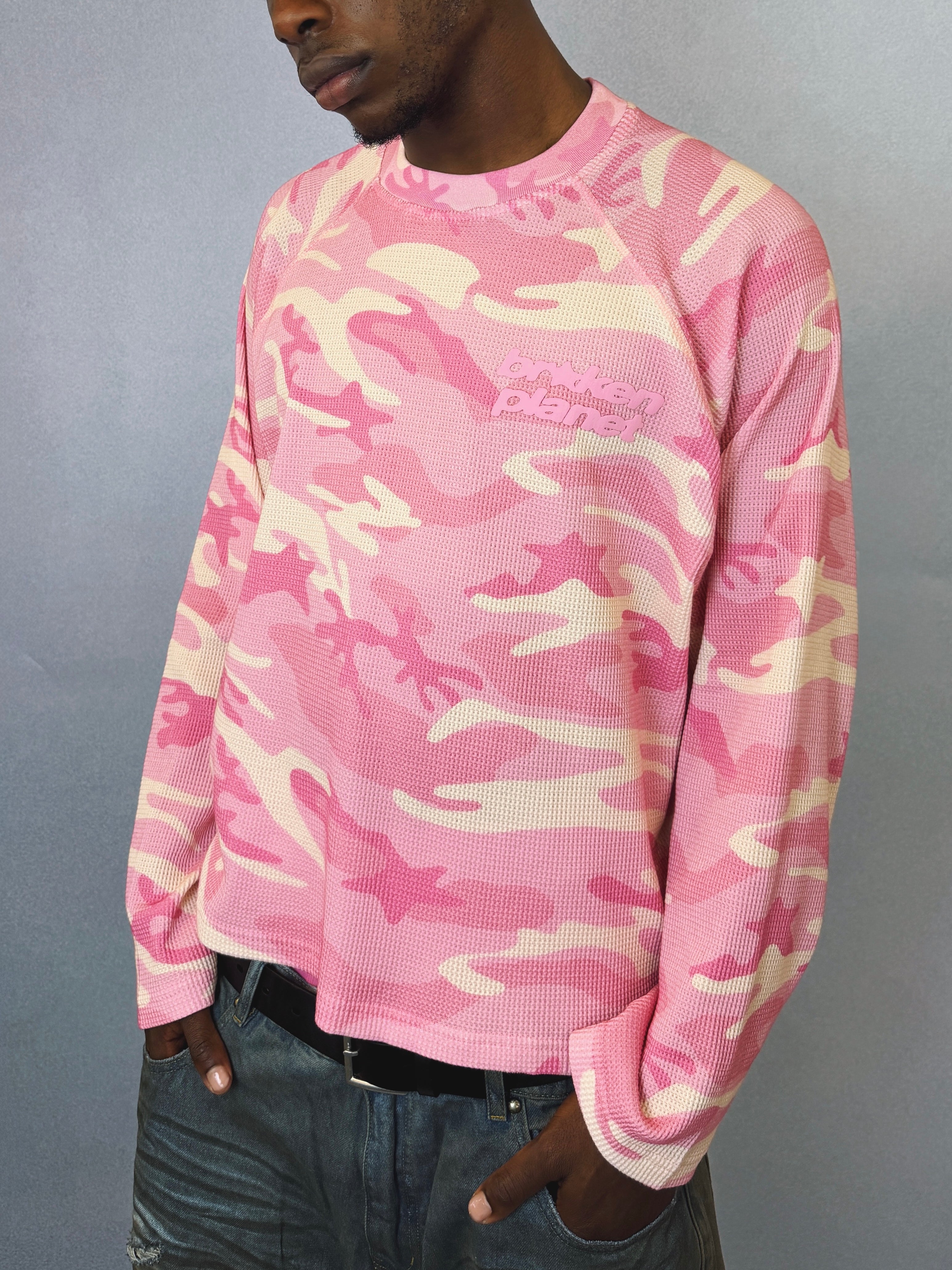 Star Camo Waffle Long Sleeve - Pink Star Camo - 3