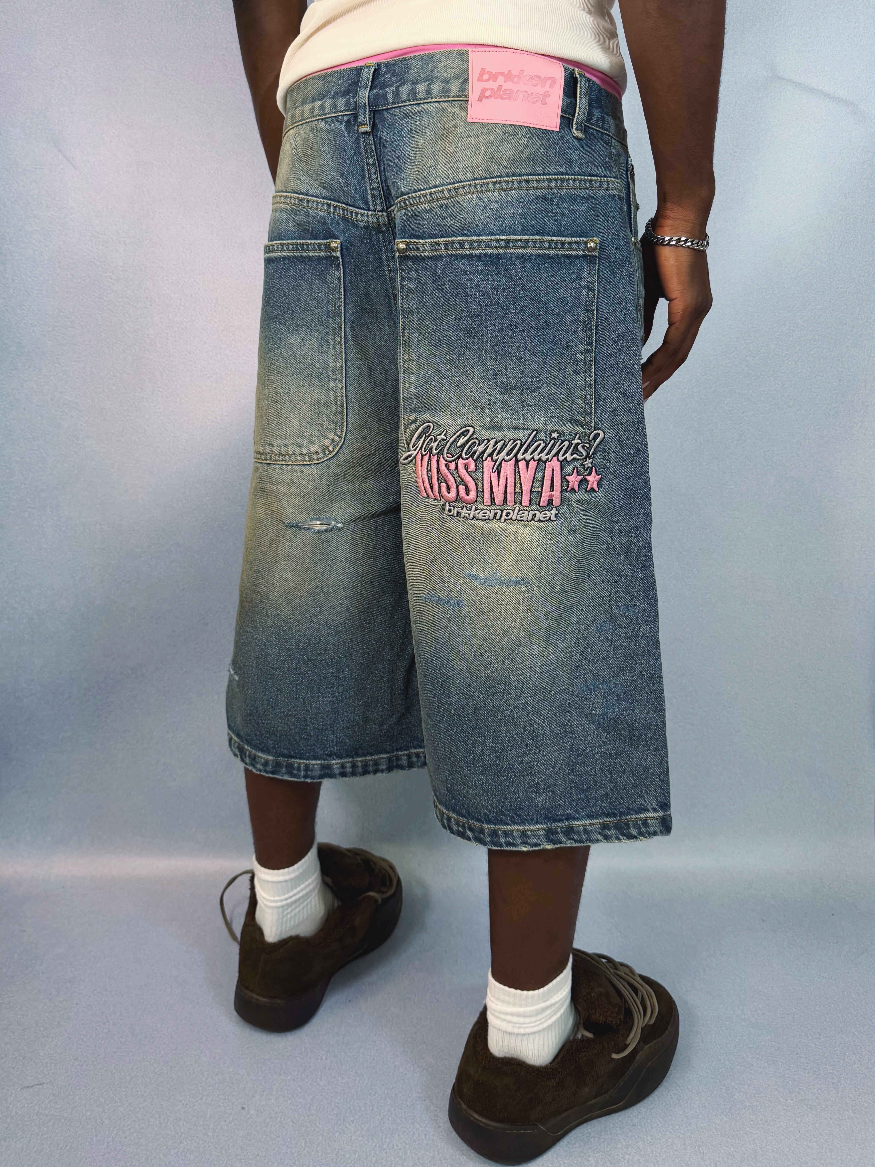Distressed Denim Shorts - Washed Blue - 5