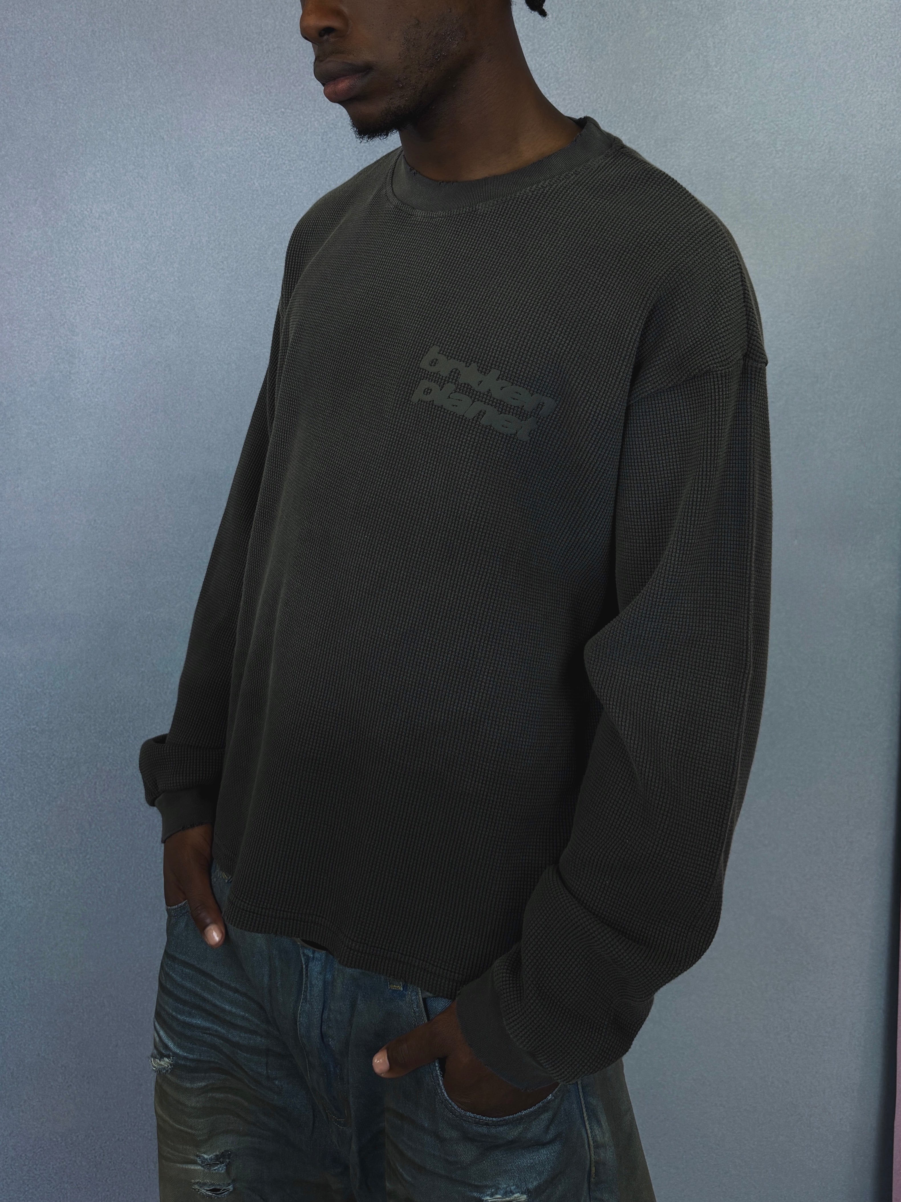 Star Logo Sunfaded Waffle Long Sleeve - Soot Black - 6