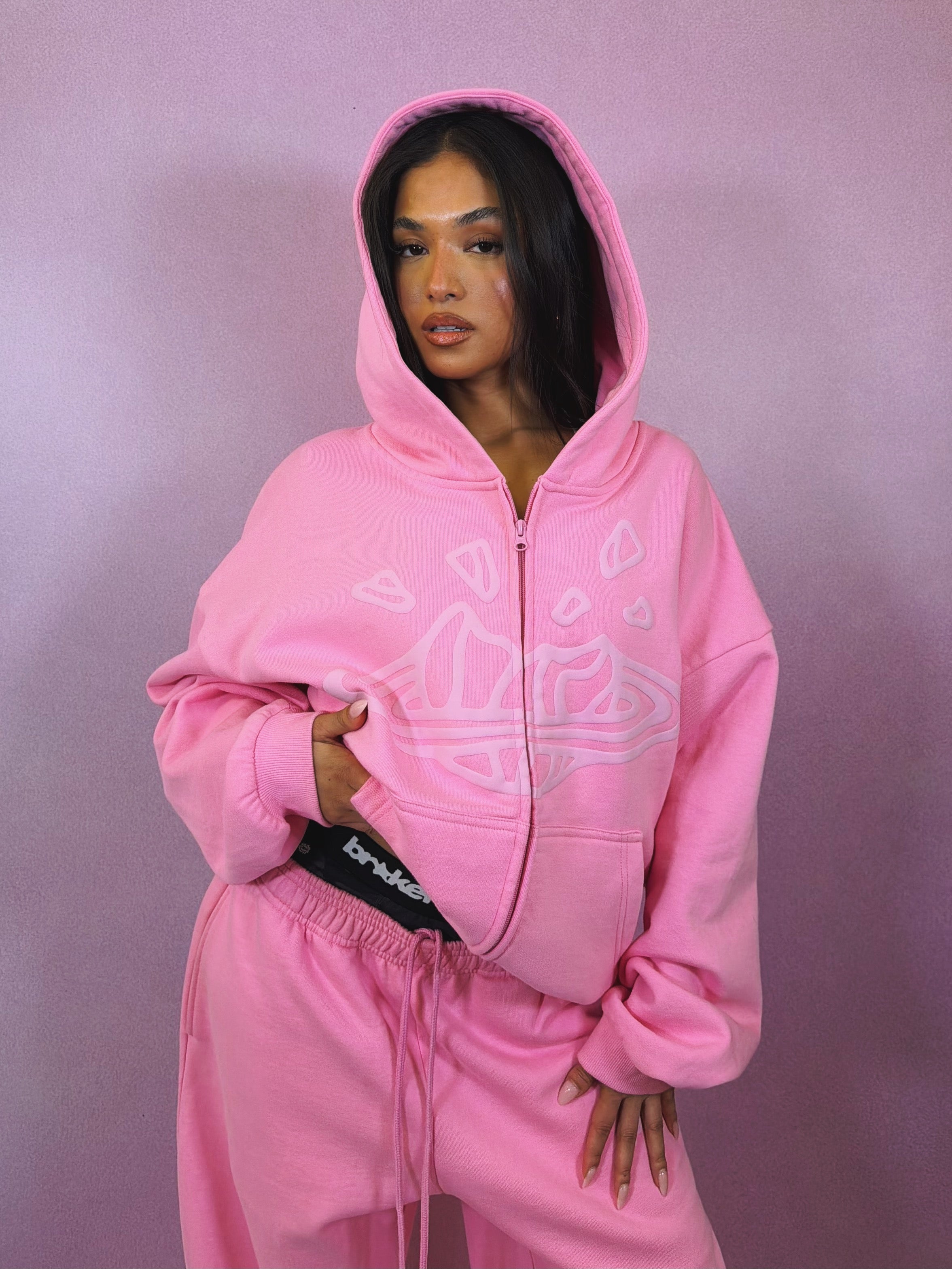 Broken Planet Zip-up Hoodie - Candy Pink - 4