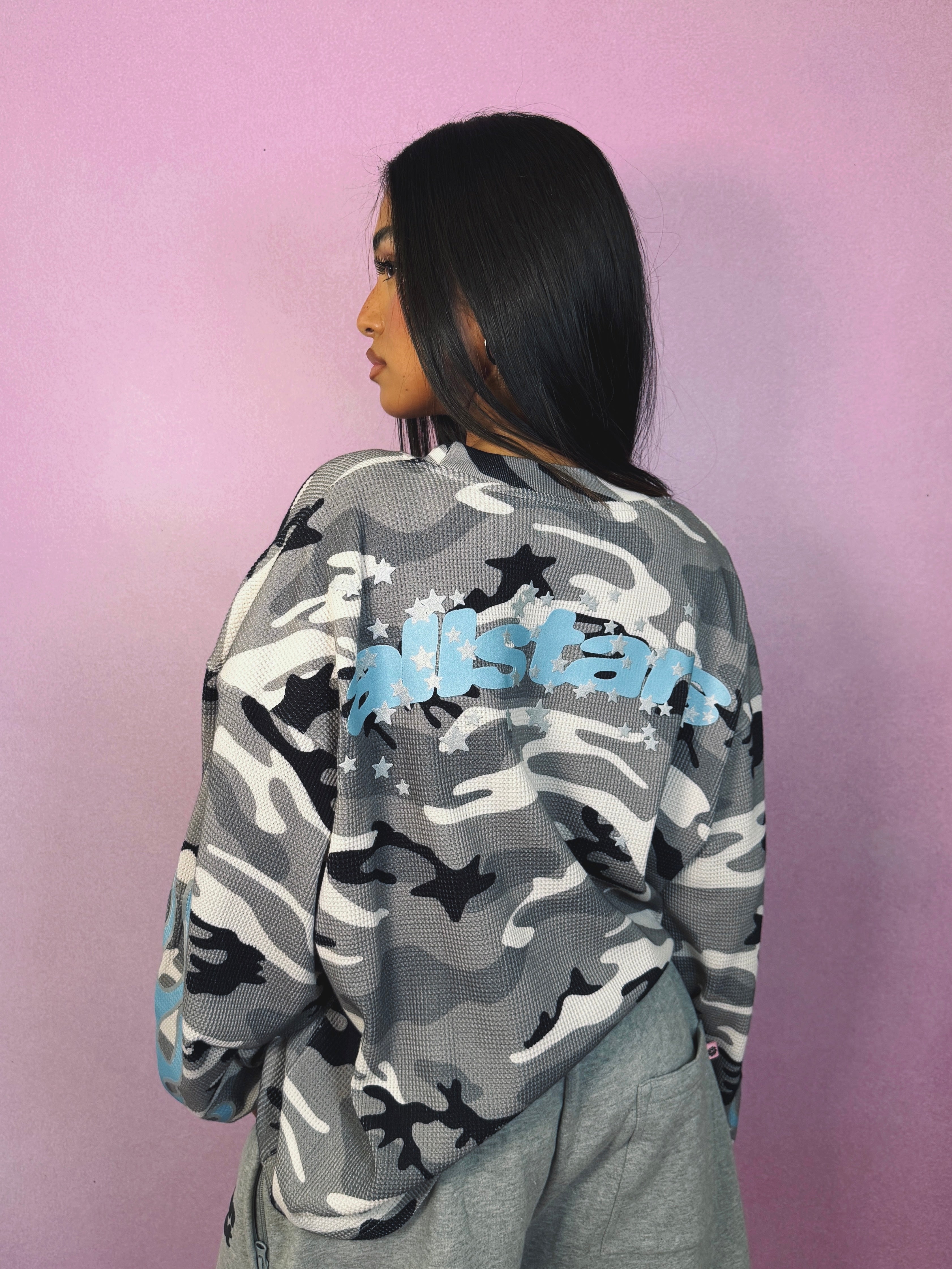 Star Camo Waffle Long Sleeve - Gray Star Camo - 6