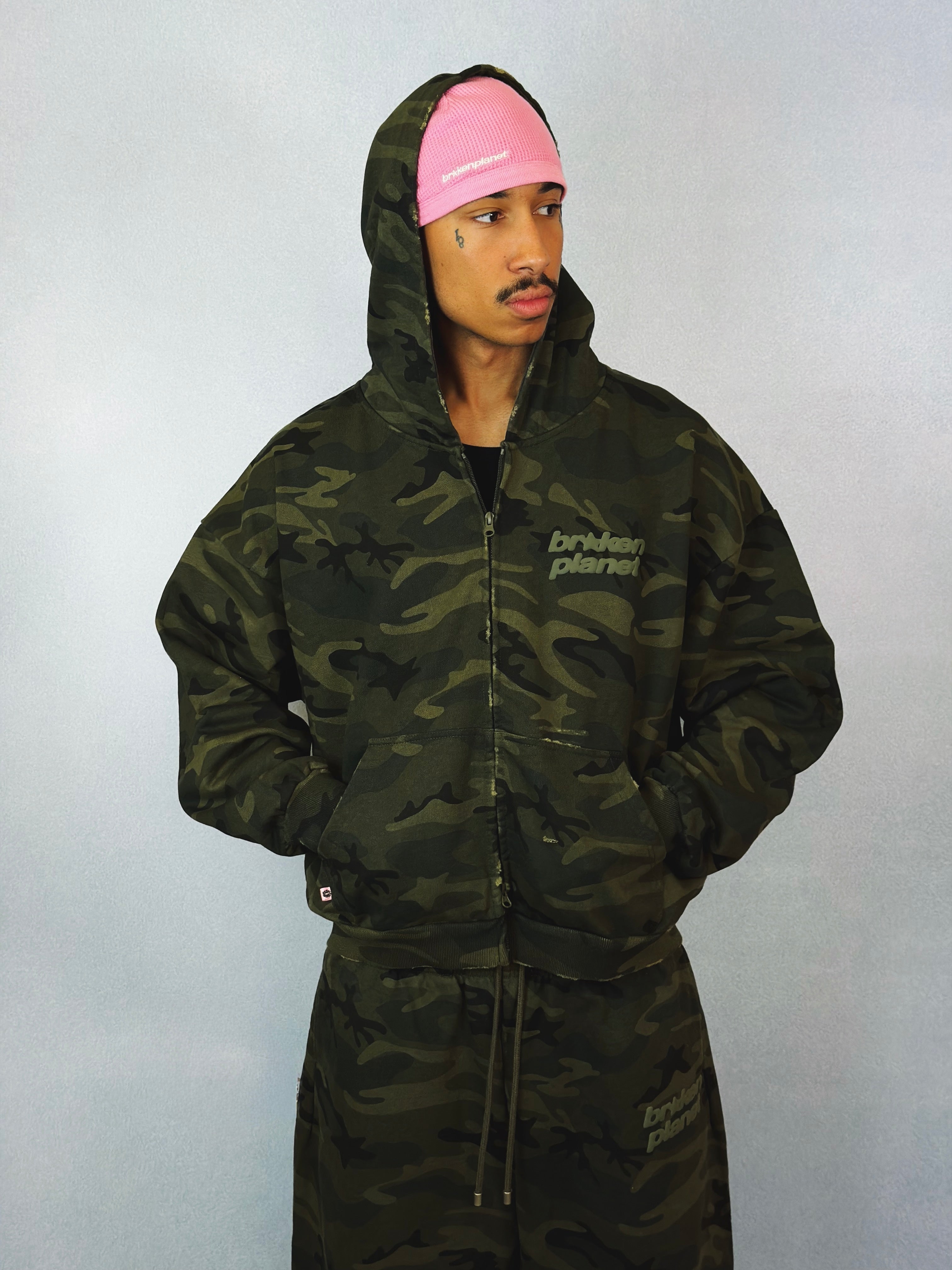 Star Logo Zip-Up Hoodie - Green Star Camo - 3